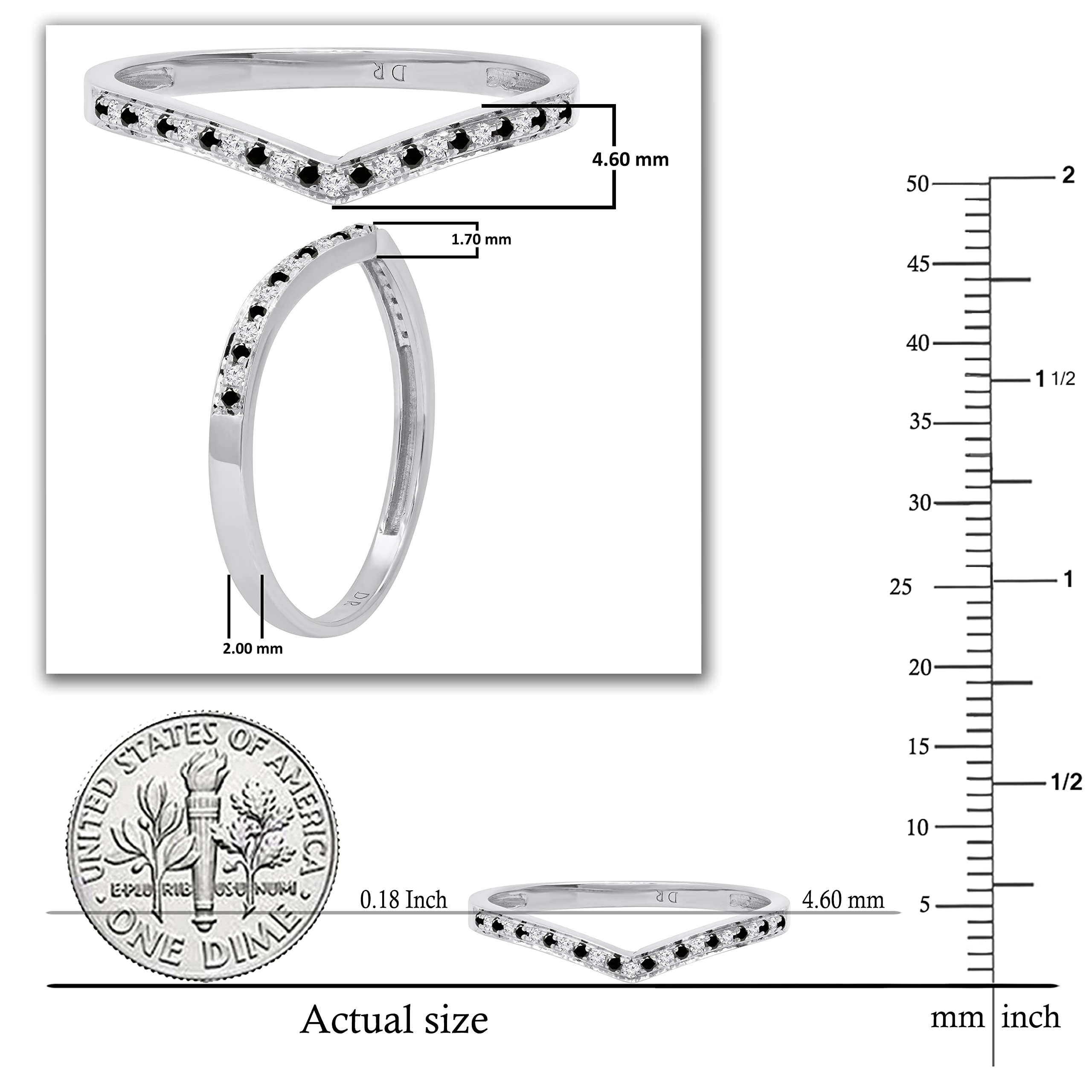 Dazzlingrock Collection 10K Solid White Gold Round Gemstone & Diamond Women's Bridal Chevron Wedding Band – Perfect for Anniversaries, Engagements, and Special Occasions