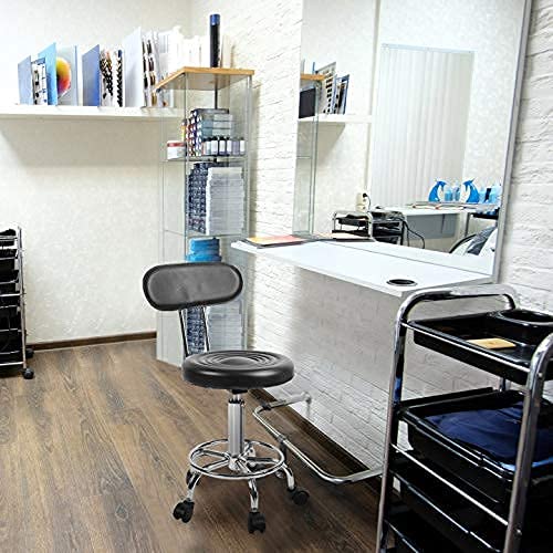 Adjustable Hydraulic Rolling Salon Stool with Backrest & Footrest - Swivel Massage Facial Spa Pedicure Chair for Home Office, Workshop & Beauty Studio - Ergonomic Drafting Chair with Wheels for Comfort & Support