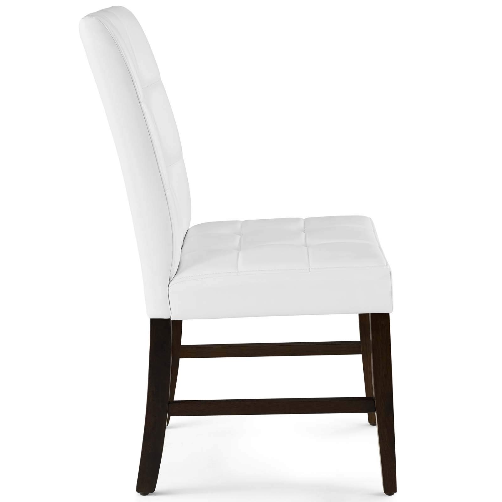 Modway Promulgate Biscuit Tufted Faux Leather Dining Chairs - Set of 2 White Upholstered Side Chairs for Kitchen, Dining Room & Office | Modern Comfort Seating