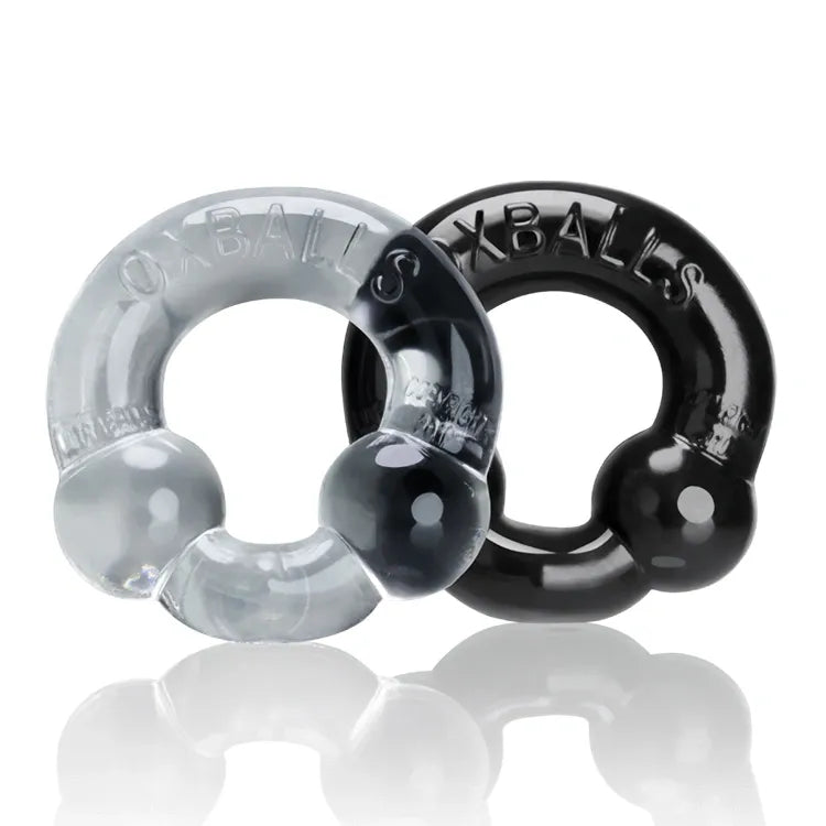 Oxballs Ultraballs 2 Pack Cock Ring Set - Black & Clear Silicone Stretching Bands for Enhanced Pleasure & Performance - Perfect for Couples Play & Solo Exploration