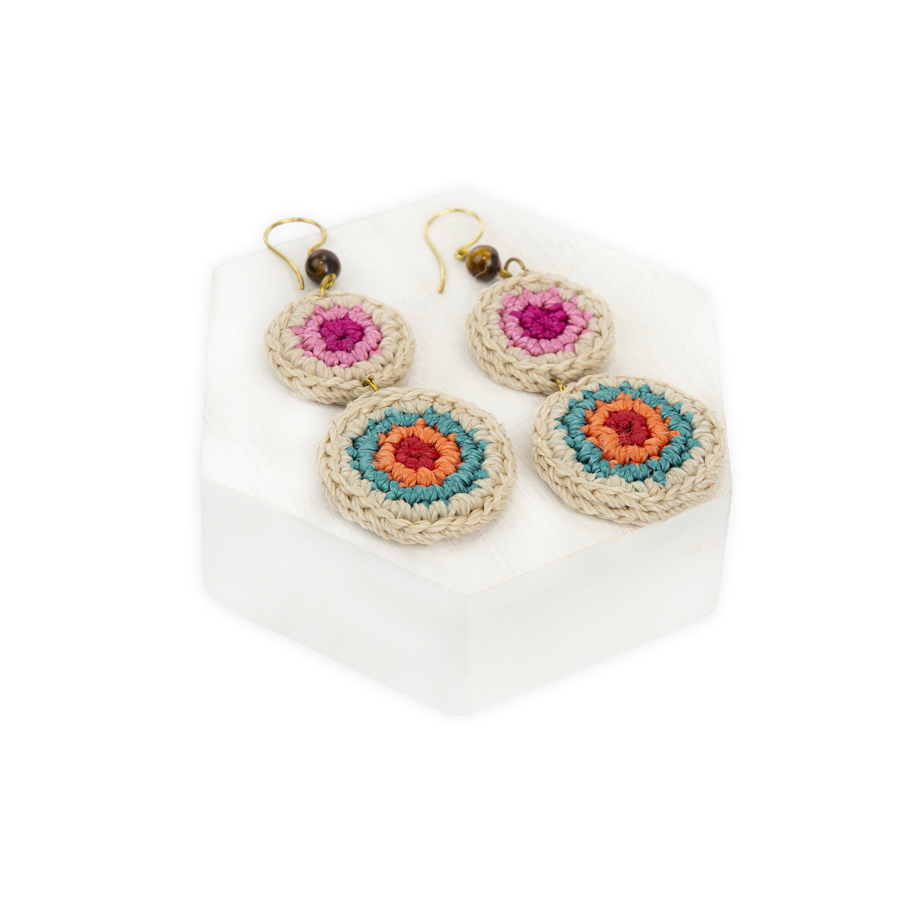 Elegant Jasper Double Disc Earrings for Women - Boho Chic Dangle Jewelry for Casual & Party Wear
