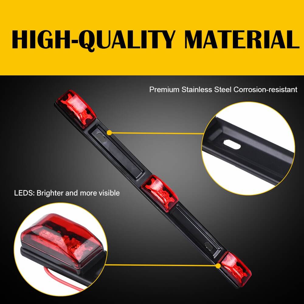 14.17 Inch Red LED Truck Trailer Light Bar with Stainless Steel Bracket - Waterproof & Durable for Semi Trucks, Trailers, RVs, ID Lights - Perfect for Night Driving & Road Safety