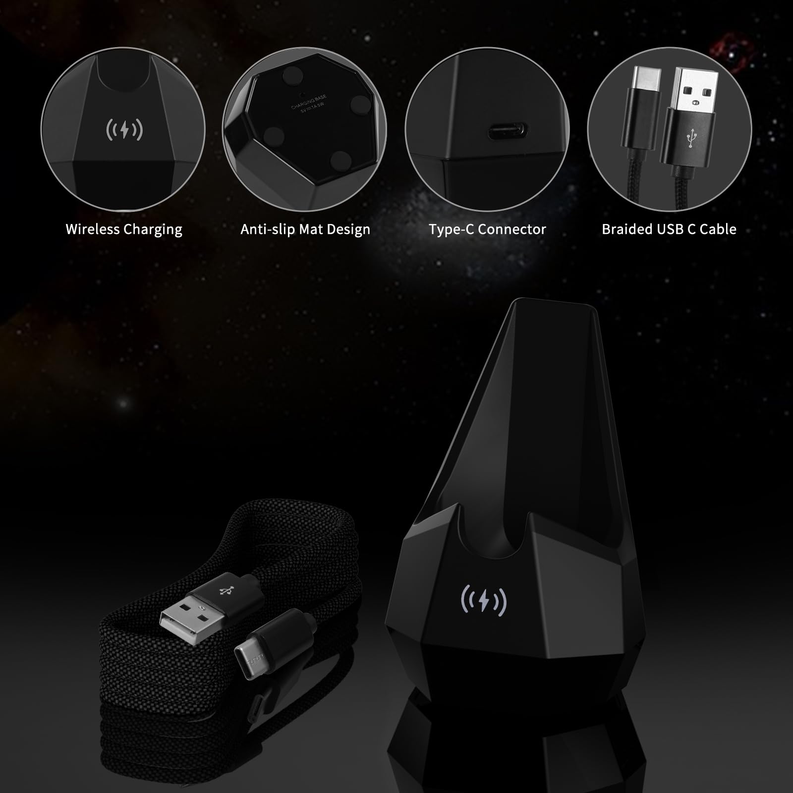 Manscaped The Lawn Mower 4.0 Charger Replacement - Fast Wireless Charging Dock with USB-C Cable | Compatible Only with Lawn Mower 4.0 | Perfect for Home, Travel & Grooming Kit Accessories (Black)