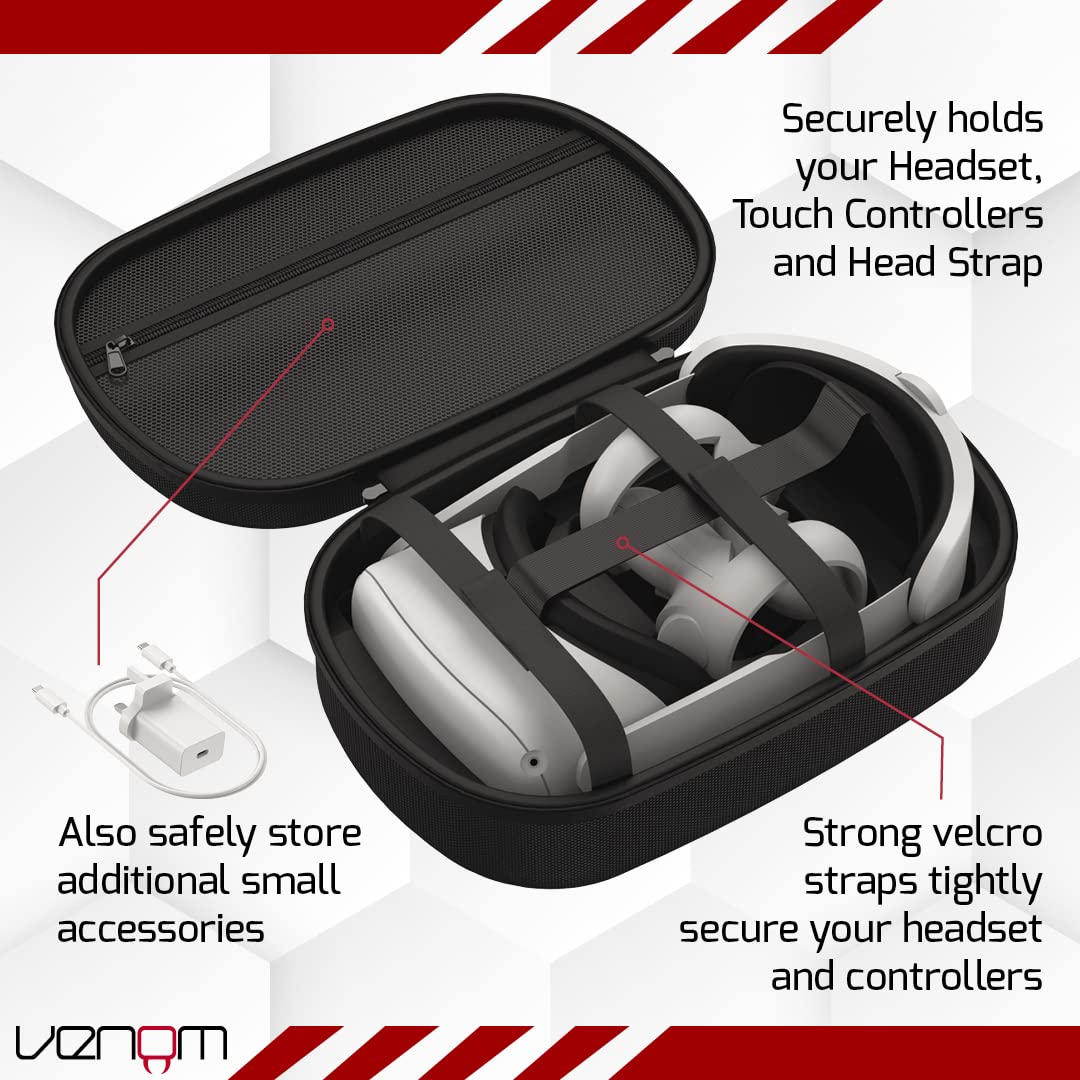 Premium VR Headset Storage Case for Meta Quest 2 & 3 - Protective Travel Carrying Bag with Padded Interior | Perfect for Gaming, Travel & Home Organization
