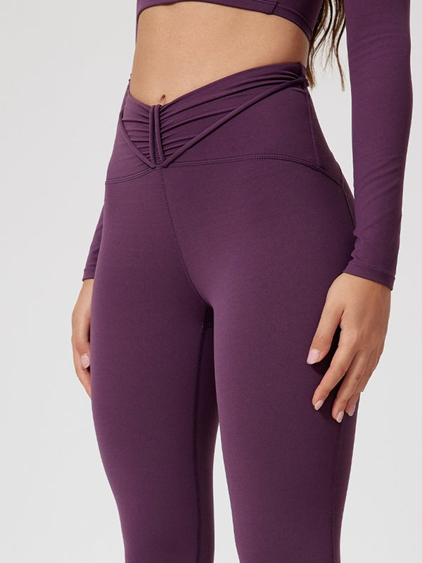 ZASUWA Women's V-Shape Waist High Waist Leggings - Tummy Control Workout Yoga Pants for Running, Gym & Everyday Wear