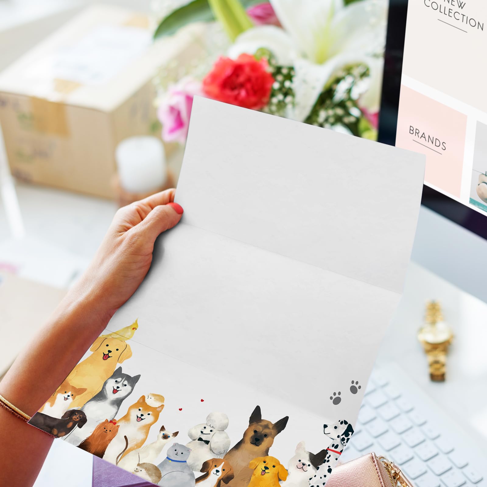 AnyDesign 60 Sheets Cute Puppy Animal Letter Paper - 8.5 x 11 Inch White Writing Paper for Kids, School, Office & Creative Projects