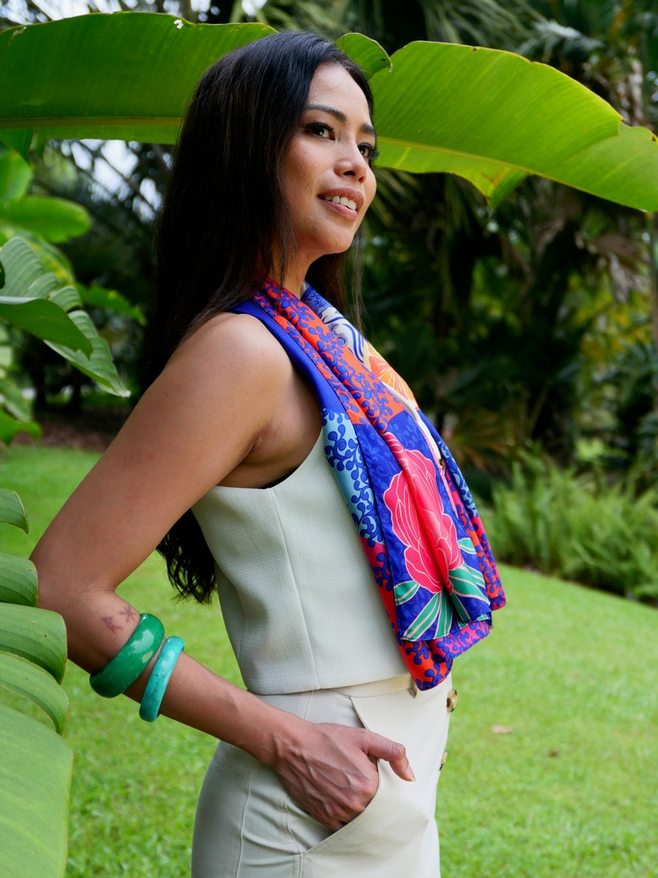 Luxury Chinoserie Silk Scarf - Premium 100% Mulberry Silk Fashion Accessory for Women - Perfect for Elegant Occasions, Weddings & Gift Giving