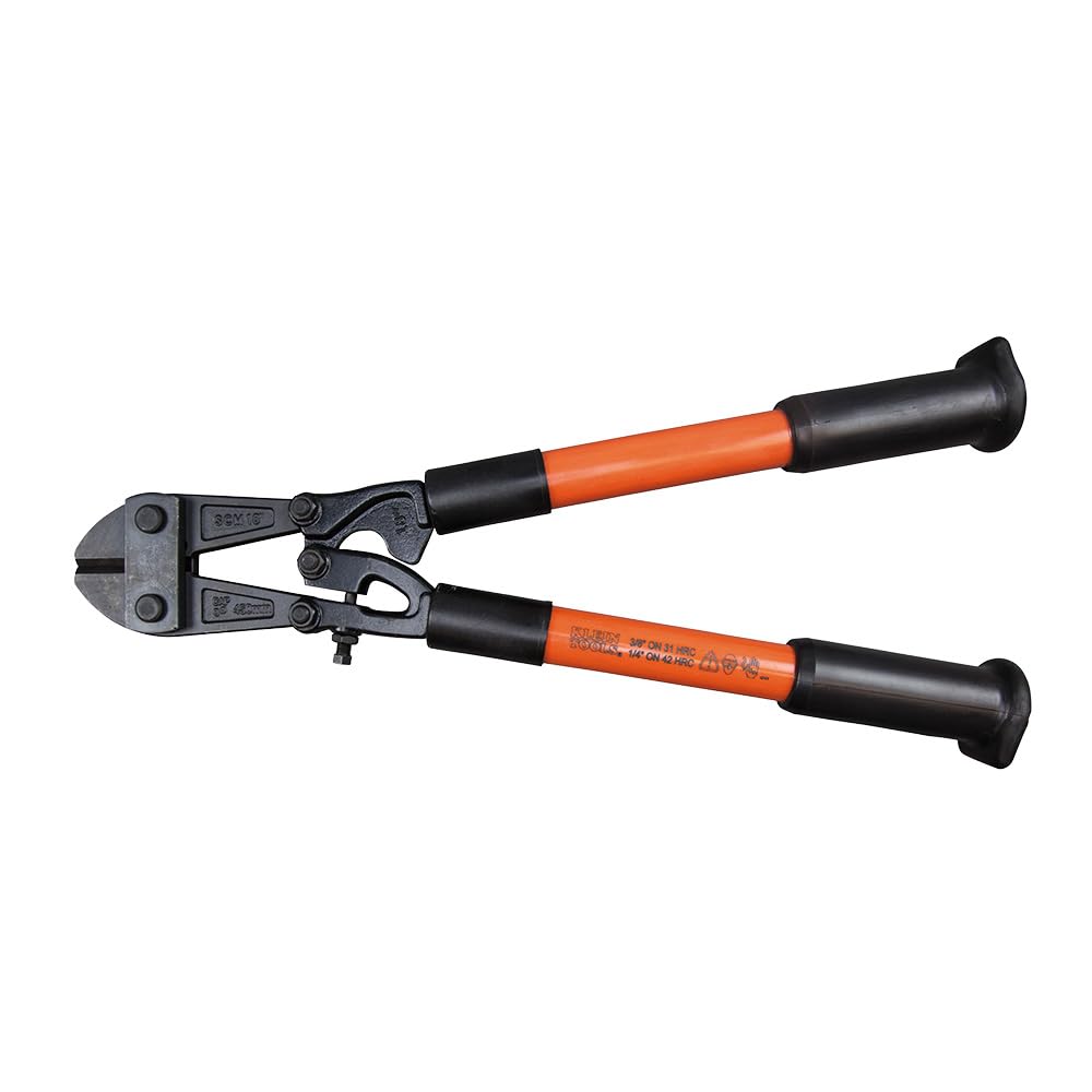Klein Tools 63118 18-Inch Fiberglass Handle Bolt Cutter - Heavy Duty Wire & Bolt Cutting Tool for Electrical, Construction & DIY Projects