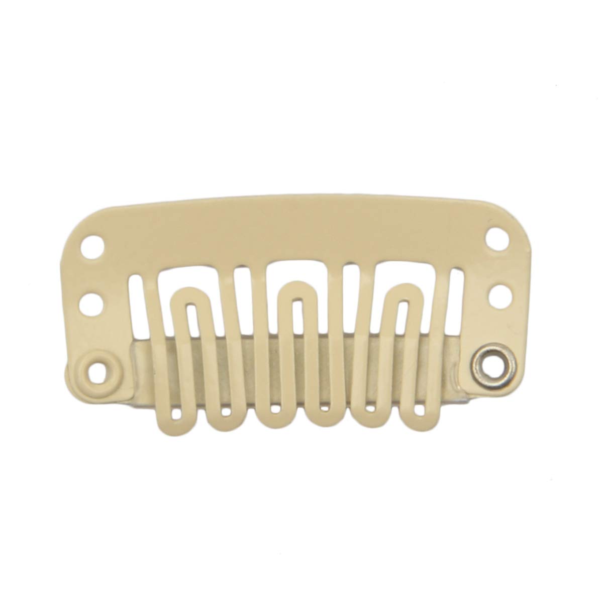 20pcs U-Shape Snap Wig Clips for Hair Extensions & Weaves - 3.2cm Metallic Hair Clips with Silicone Rubber (Beige, 1.2g/pc) | Secure Hold for DIY Styling, Cosplay & Daily Hair Accessories