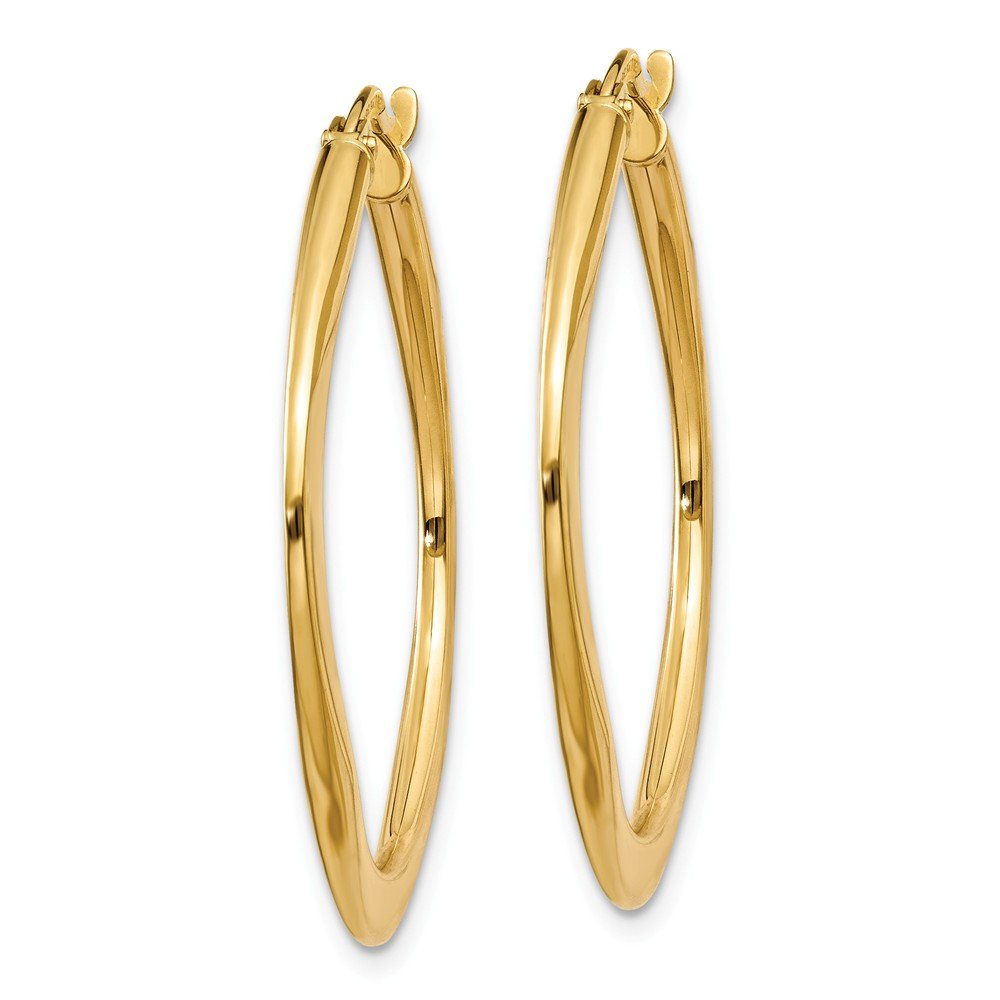 14K Yellow Gold Tapered Square Tube Hoop Earrings 30mm - Elegant Dainty Minimalist Jewelry for Women, Perfect for Everyday Wear, Date Night & Special Occasions