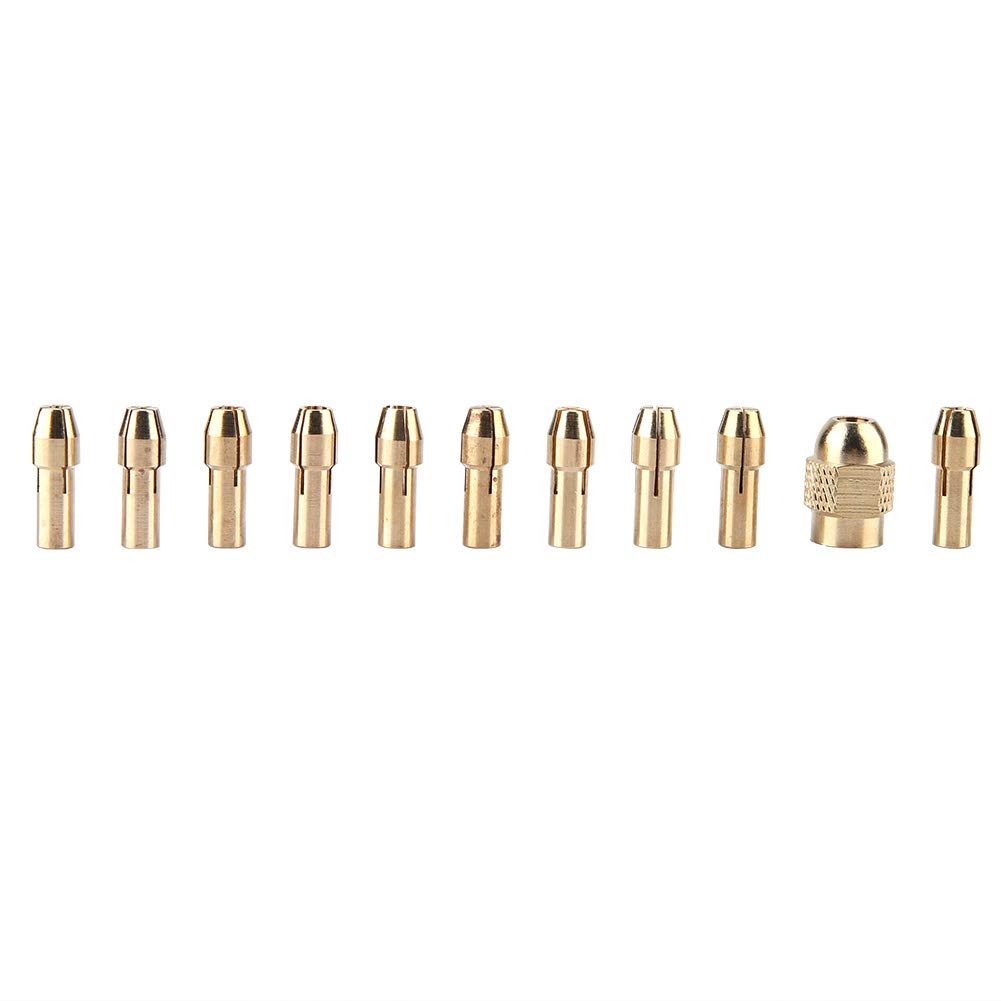 11-Piece 4-Jaw Copper Drill Chuck Collet Set for Mini Electric Grinder & Rotary Tools (0.5-3.2mm) - Precision Accessories for Woodworking, Metalworking & DIY Projects