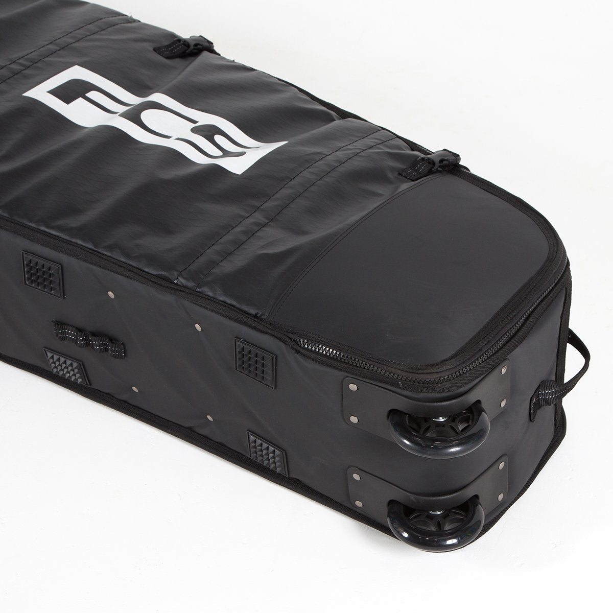 FCS Hybrid/Funboard Wheelie Travel Bag for Surfboards 7'0 & 7'6 - Durable Black/Grey Board Cover with Wheels for Easy Transport - Perfect for Surf Trips, Beach Days & Air Travel