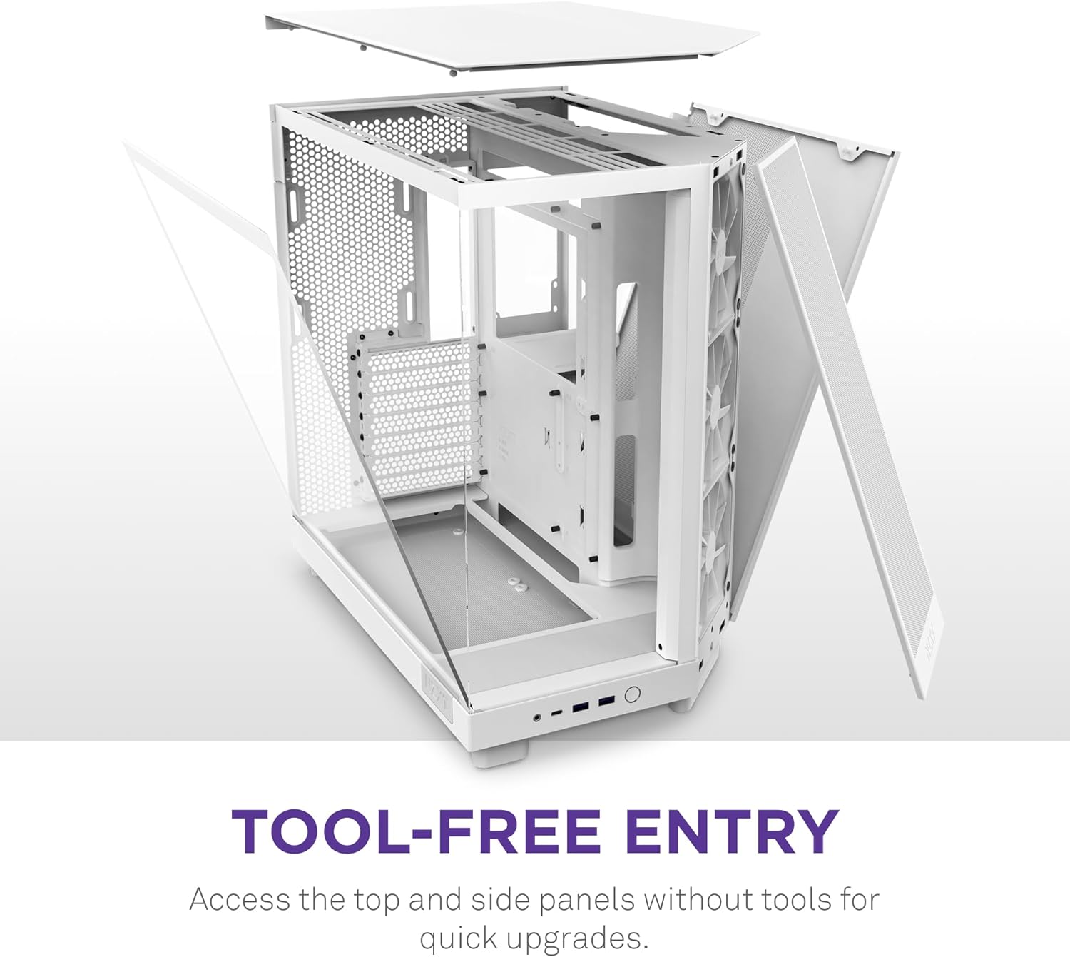 NZXT H6 Flow CC-H61FW-01 ATX Mid Tower Gaming PC Case - High Airflow Design for Optimal Cooling, Tempered Glass Side Panel, RGB Ready - Perfect for Gaming Rigs and Custom PC Builds