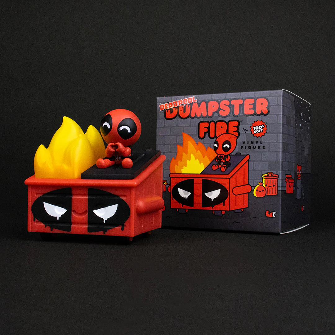 Deadpool Dumpster Fire Vinyl Figure - 100% Soft Collectible Toy for Marvel Fans | Perfect for Home Display, Office Decor, and Gift Giving