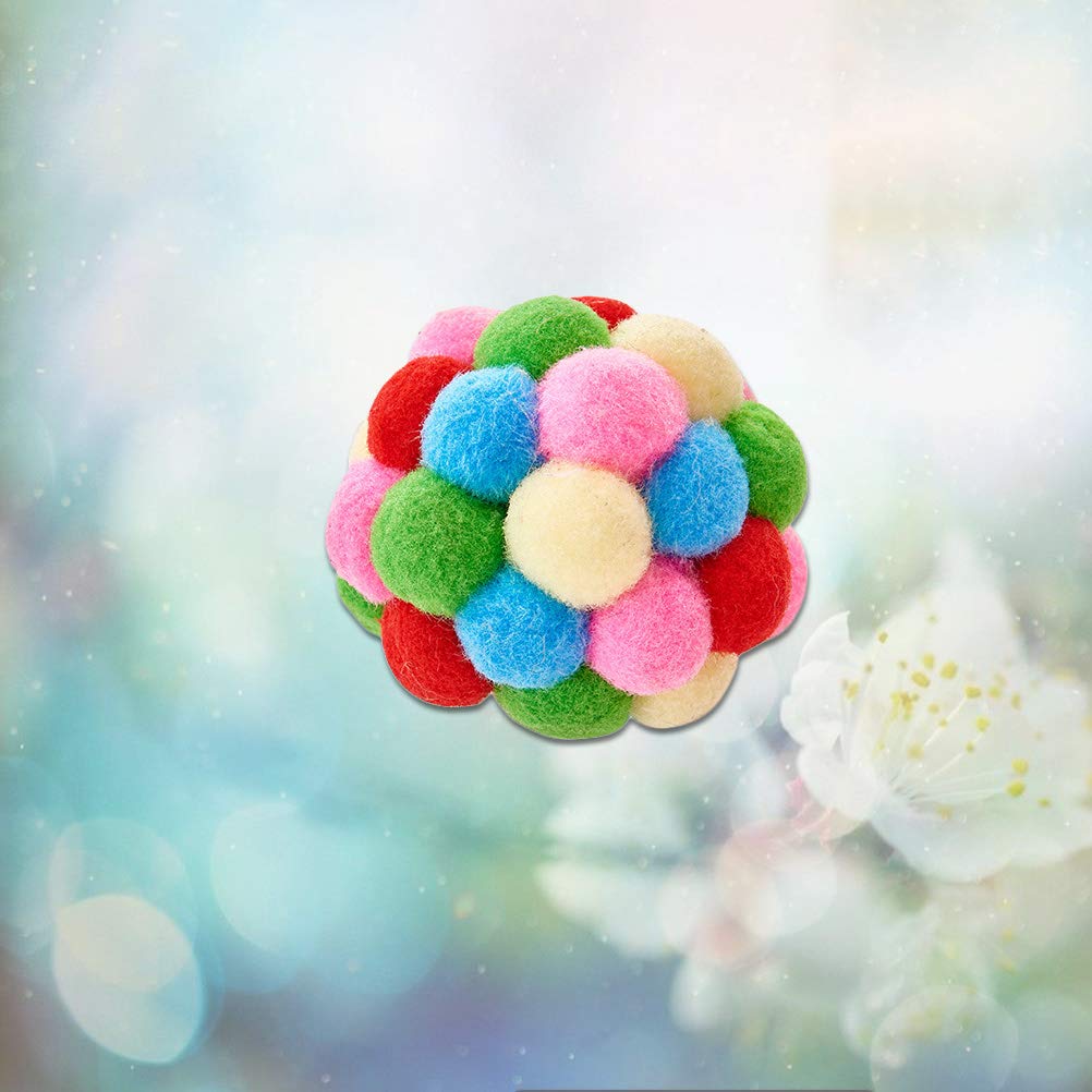 TEHAUX 3-Pack Rainbow Pompom Cat Toys - Interactive Plush Balls for Kittens, Fun Teasing & Biting Toy (7 Colors) - Perfect for Playtime, Training & Bonding with Your Cat