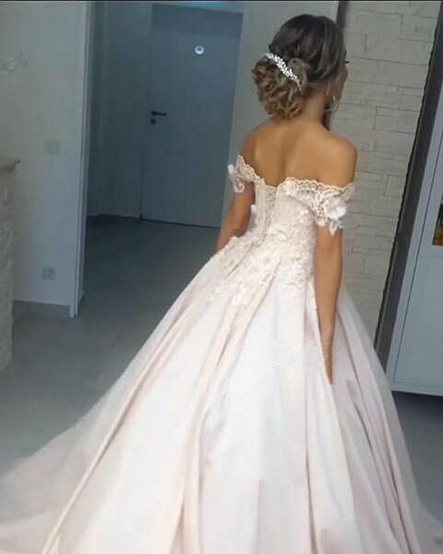 Elegant Off-the-Shoulder Ball Gown with Lace & Satin - Formal Evening Dresses for Prom, Wedding, Quinceanera & Special Occasions