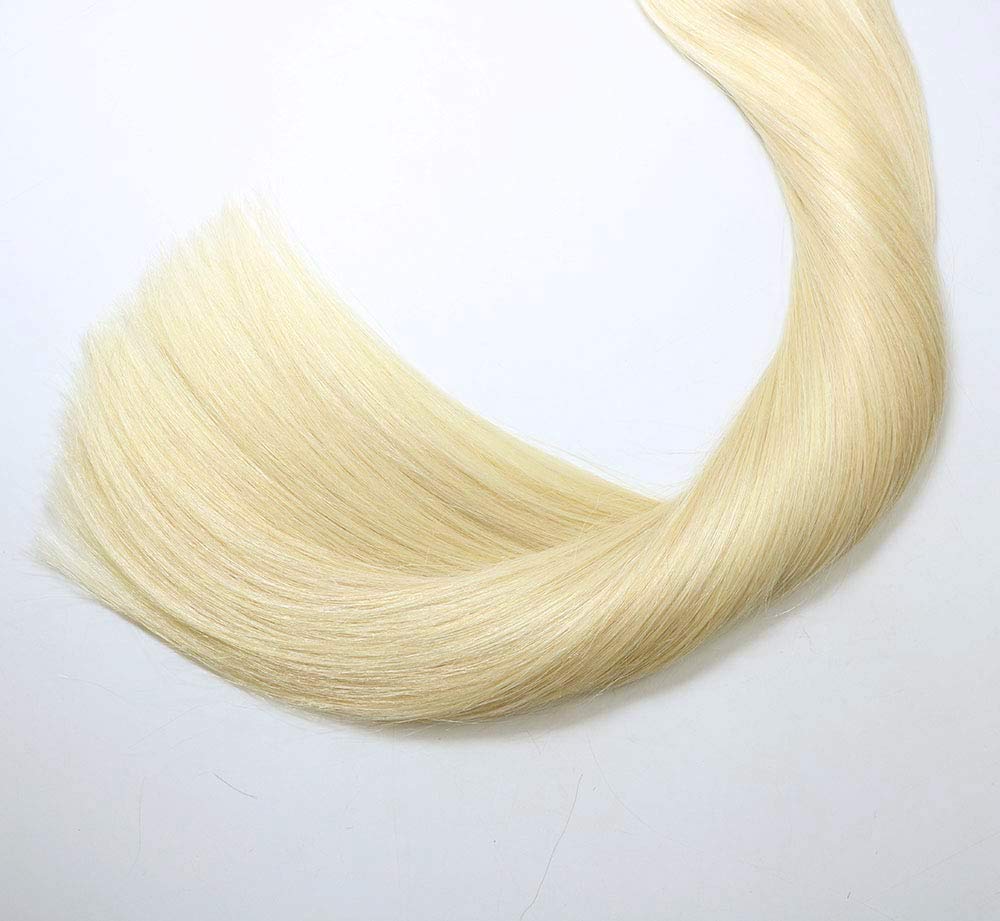 Platinum Blonde Clip-in Human Hair Extensions 9A Grade - 120g 7-Piece Double Weft Remy Hair - Silky Straight Hair Extensions for Women (22 Inches, #60 Blonde) - Perfect for Parties, Weddings & Daily Styling