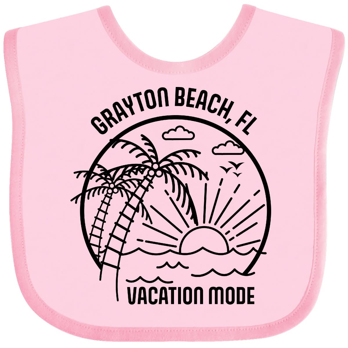 Inktastic Summer Vacation Mode Grayton Beach Florida Baby Bib - Soft Cotton Drool Bib for Infants & Toddlers - Perfect for Beach Trips, Travel & Everyday Use