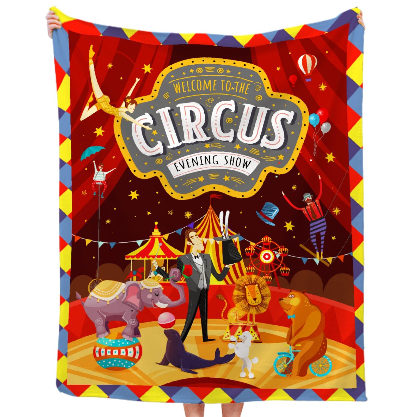 Animal Circus Soft Fleece Blanket - All Season Cozy Throw for Bed, Sofa & Couch (50x40 Inches) - Perfect for Home Decor, Movie Nights & Gift Giving