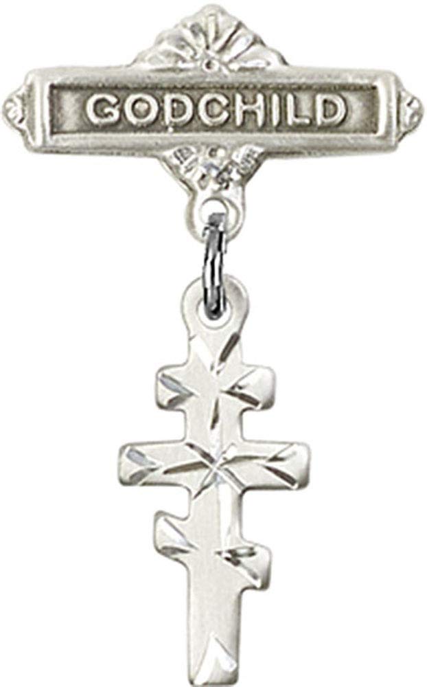 Sterling Silver Greek Orthodox Cross Charm Godchild Baby Badge Pin - Handmade in USA - Perfect for Christenings, Baptisms & Religious Gifts