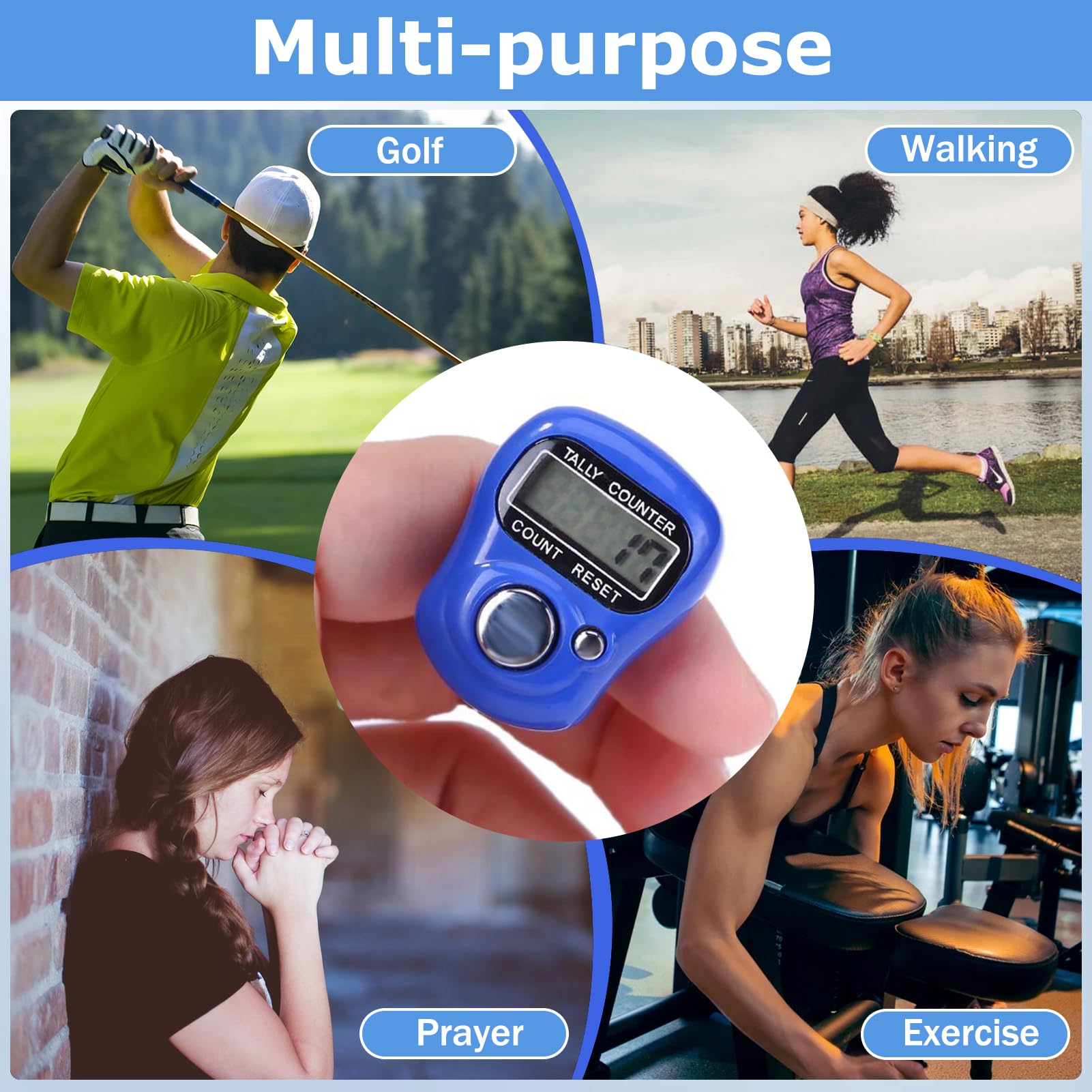 Digital Sports Stopwatch Timer with Resettable 5-Digit LCD Display - Electric Hand Tally Counter for Running, Workouts, Praying, Walking & Fitness Tracking