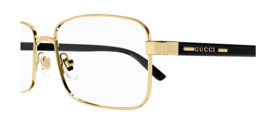 Gucci GG1586O 004 Gold/Black Rectangular Men's Eyeglasses - Premium Designer Sunglasses for Men, UV Protection, Fashionable Eyewear for Work, Driving & Outdoor Activities