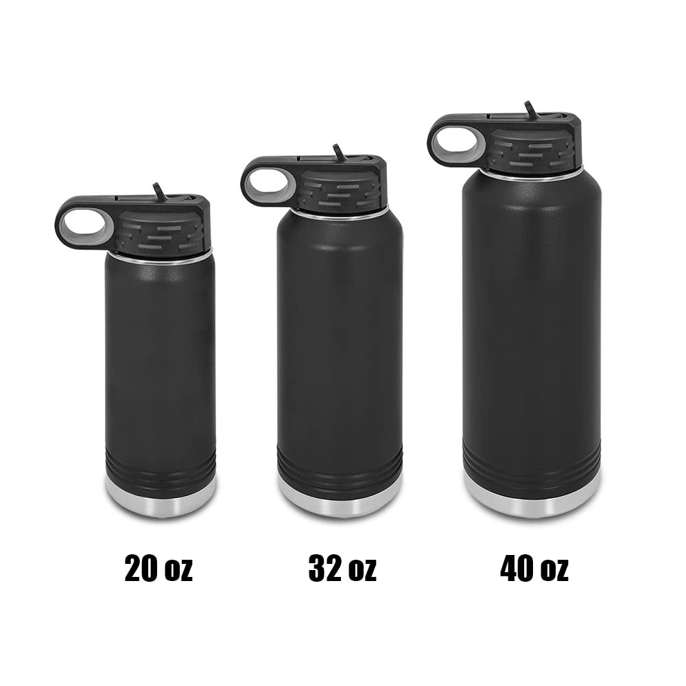 Customizable Polar Camel Stainless Steel Water Bottle with Straw - 32oz Laser Engraved Insulated Thermos for Gym, Hiking & Outdoor Activities - 2A Warning Pistol Gun Security Protection Design