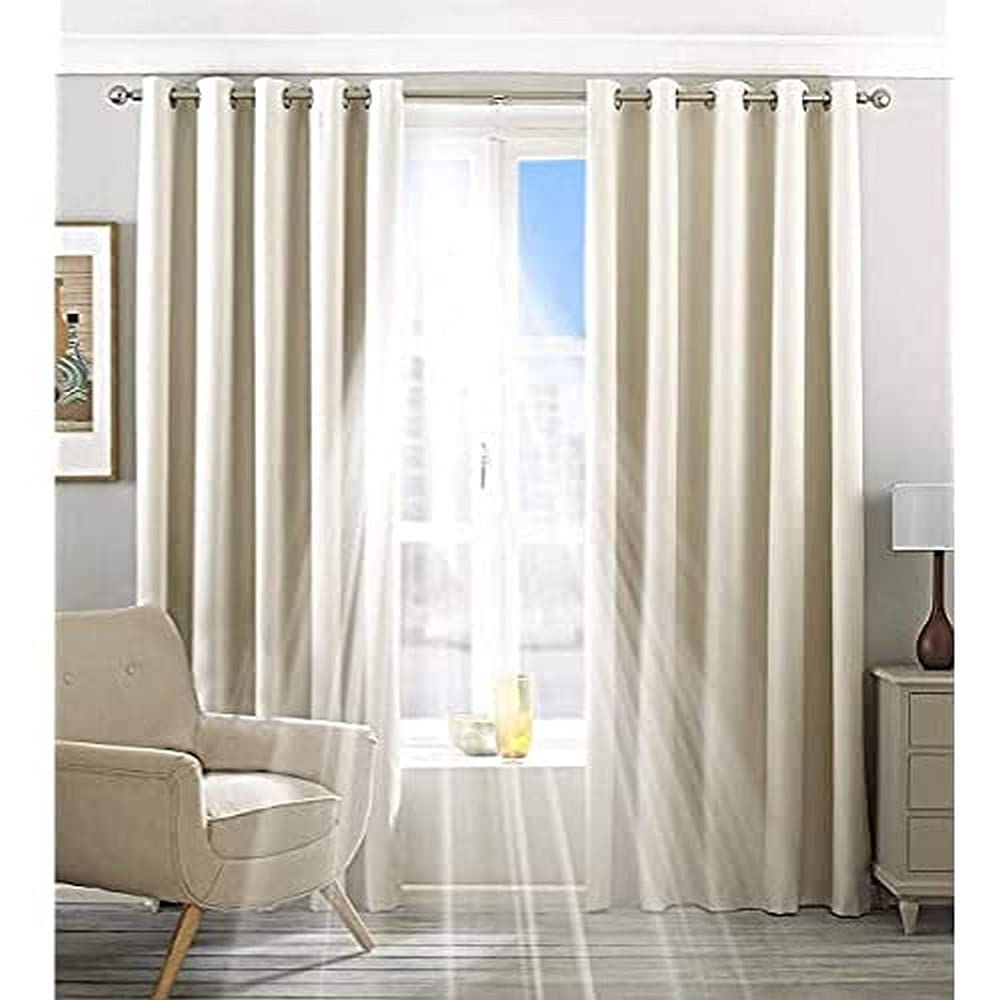 Eclipse Blackout Eyelet Curtains - Polyester Thermal Insulated Window Drapes - Ivory 46x72 Inches (117x183 cm) - Perfect for Bedroom, Living Room & Home Theater Light Blocking