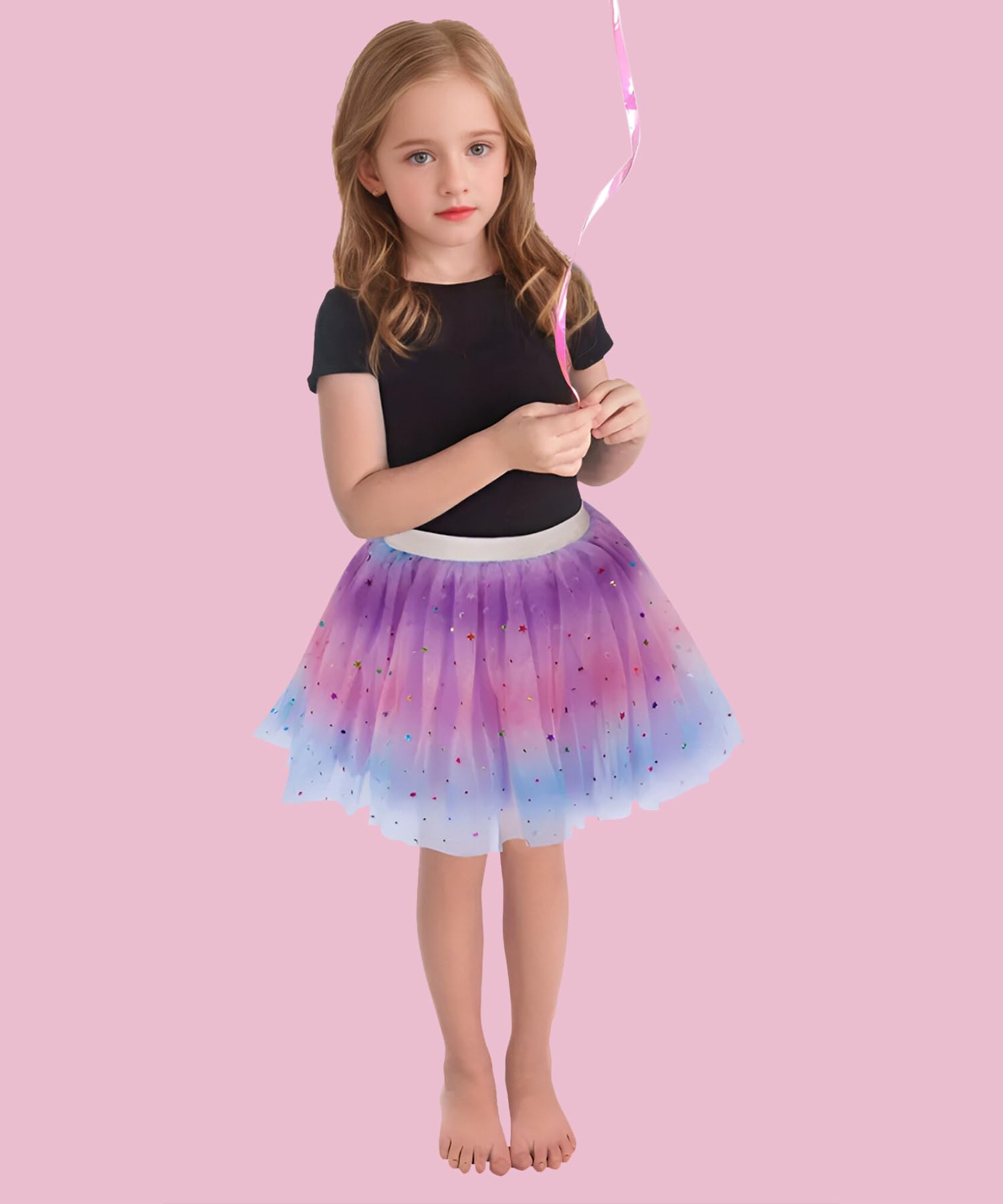 Jastore Girls Layered Rainbow Tutu Skirt - Fluffy Ruffle Dance Dress for Ballet, Party & Performance - Toddler to Kids Clubwear Costume