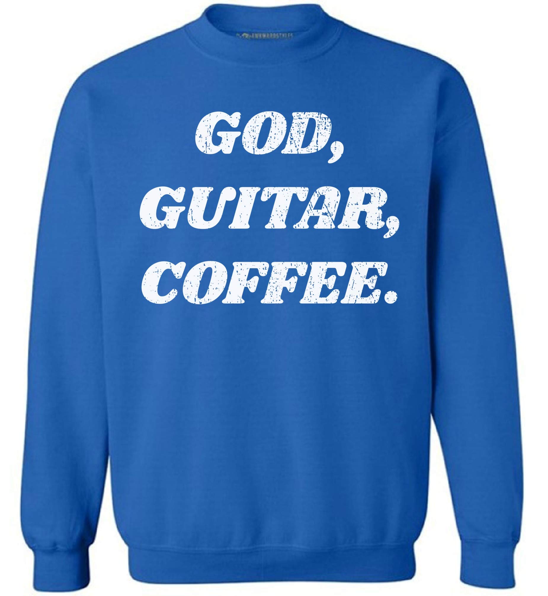 Christian Guitar Coffee Sweatshirt - God Inspired Crewneck Pullover for Worship & Music Lovers | Perfect for Church, Concerts & Casual Wear