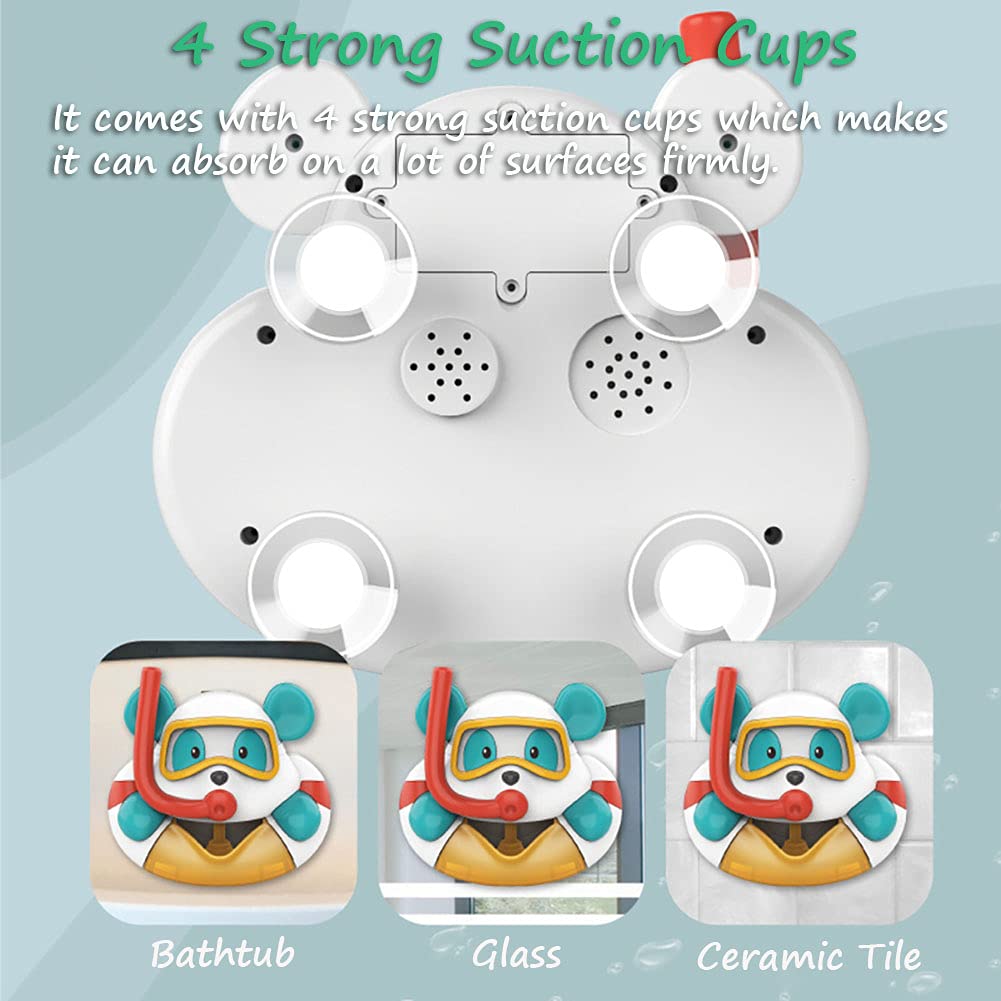 Funny Electric Bathtub Bubble Maker with Music - Cartoon Animal Bubble Blower Toy for Kids, Wall-Absorption Design with Suction Cups (Bear) - Perfect for Bath Time Fun, Toddler Sensory Play & Relaxing Bubble Baths