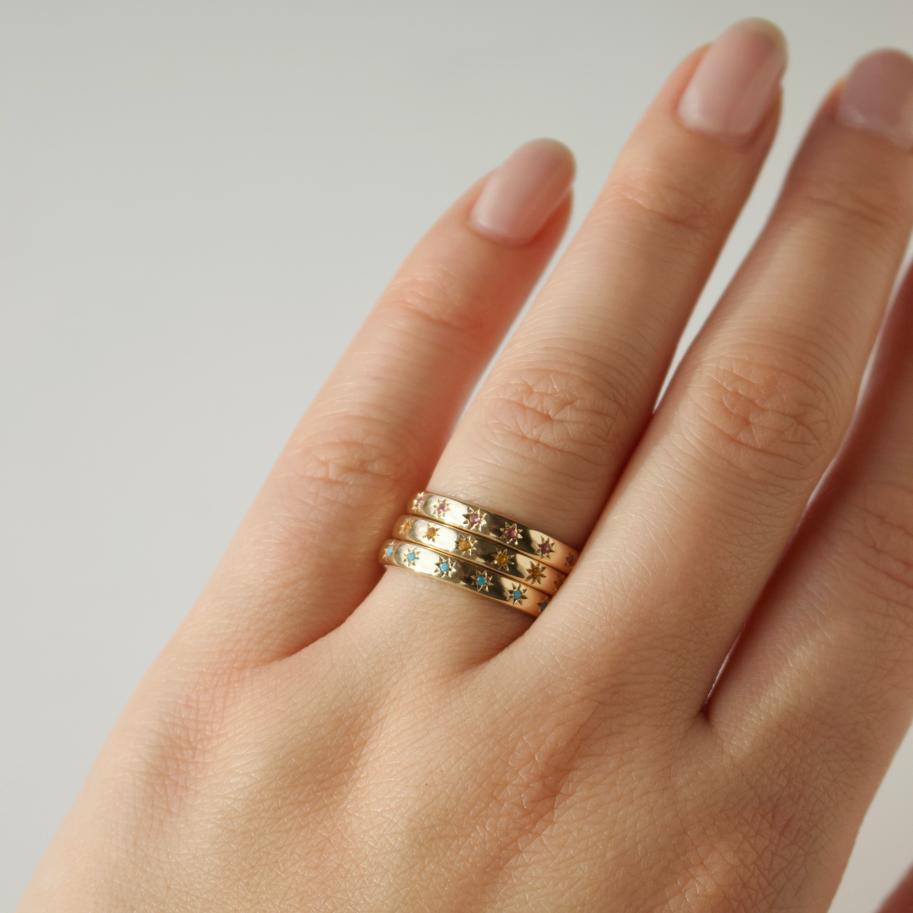 Birthstone Ring Set with Icon Star Design - Perfect for Birthdays, Anniversaries & Special Occasions