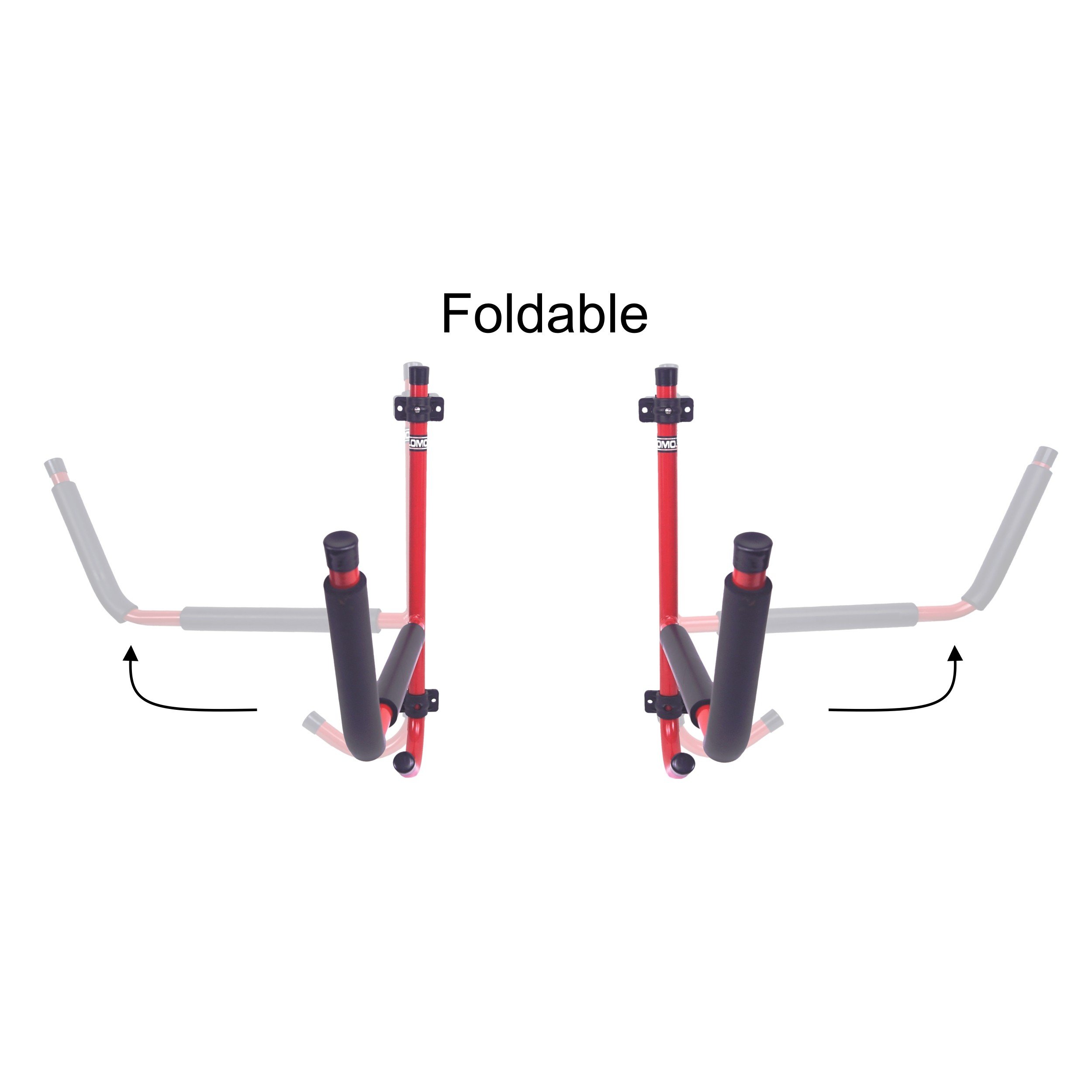 Foldable Wall Mount Kayak Rack - Red | Heavy Duty Storage Solution for Kayaks, Canoes & Paddleboards | Garage, Shed & Outdoor Organization