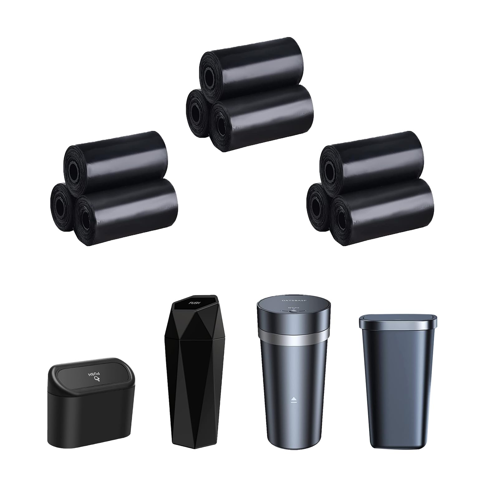 9 Roll Mini Trash Bags for Cars - Tear-Resistant PE Garbage Bags with Discreet Black Design | Perfect for Pet Waste, Home, Office & Travel | Compact Waste Disposal Solution for Vehicles, Road Trips & Daily Use