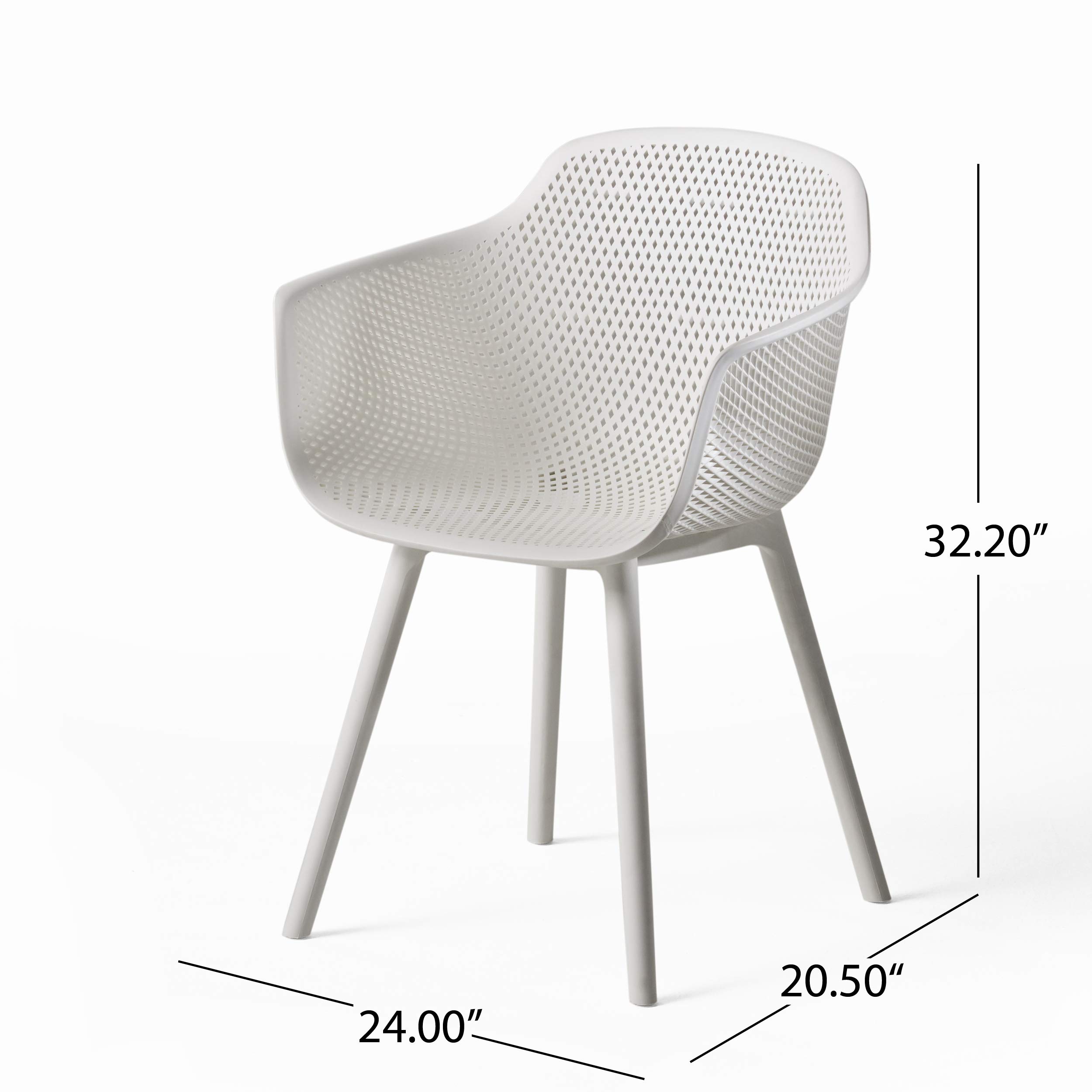 Christopher Knight Home Warren Outdoor Modern Dining Chairs (Set of 2) - White Weather-Resistant Patio Furniture for Garden, Poolside & Backyard Dining