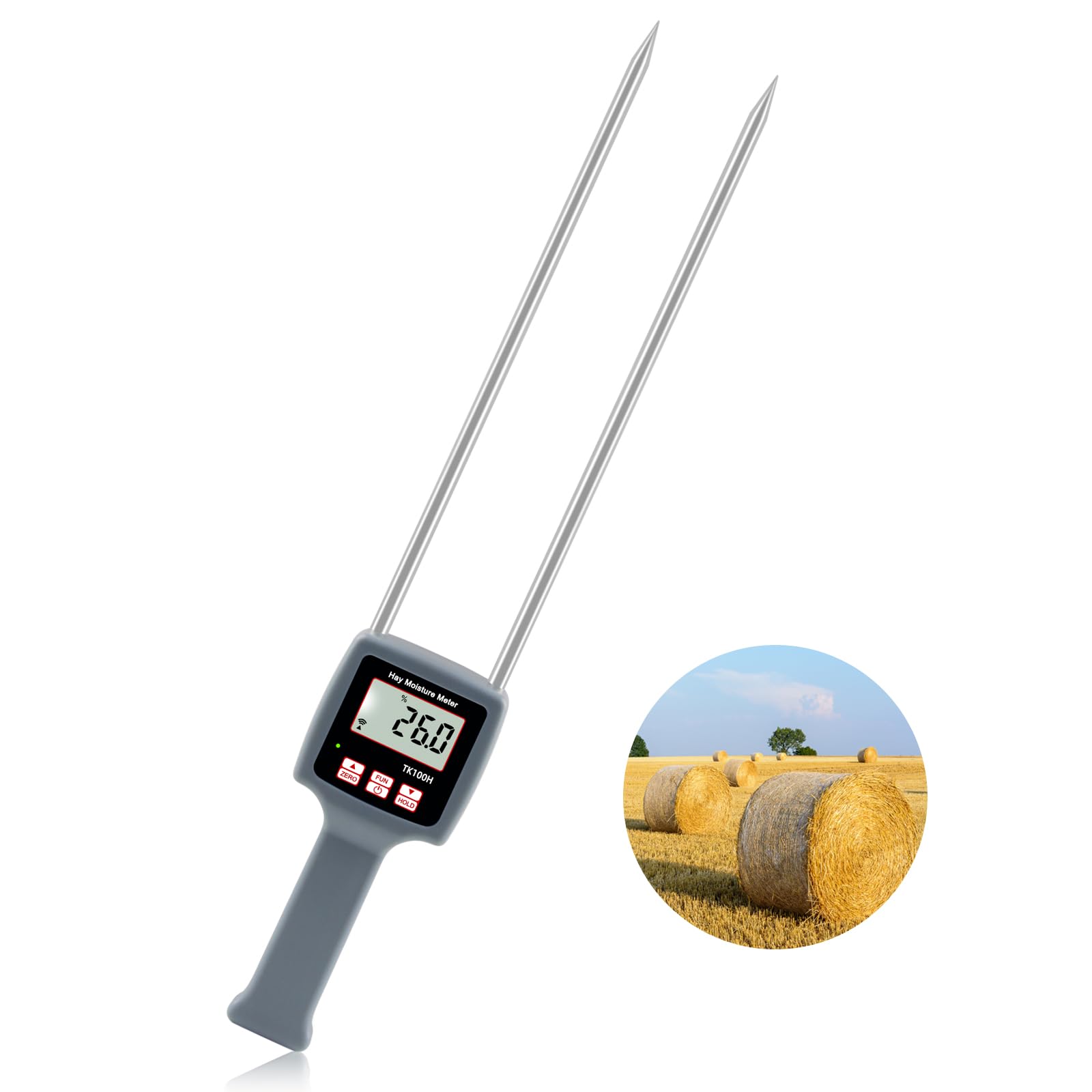 **Portable Hay Moisture Meter - Dual Probe Digital Moisture Tester for Hay, Straw & Forage Grass | Prevent Mold & Spoilage | Ideal for Farming, Agriculture & Livestock Feed Storage**