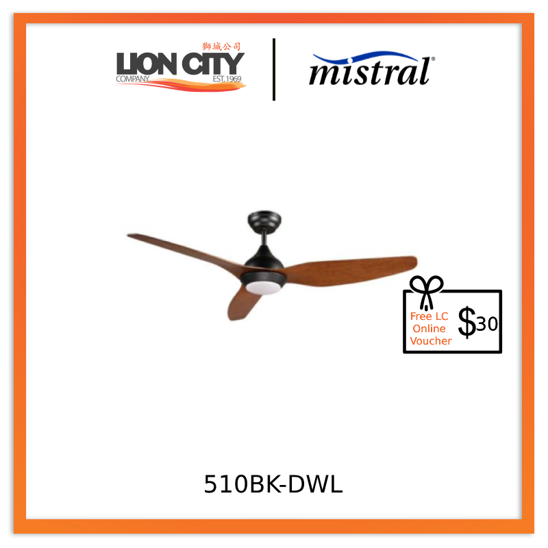 D'Fan 510BK DWL 50-Inch Modern Ceiling Fan with Light - Perfect for Living Room, Bedroom, and Outdoor Patio