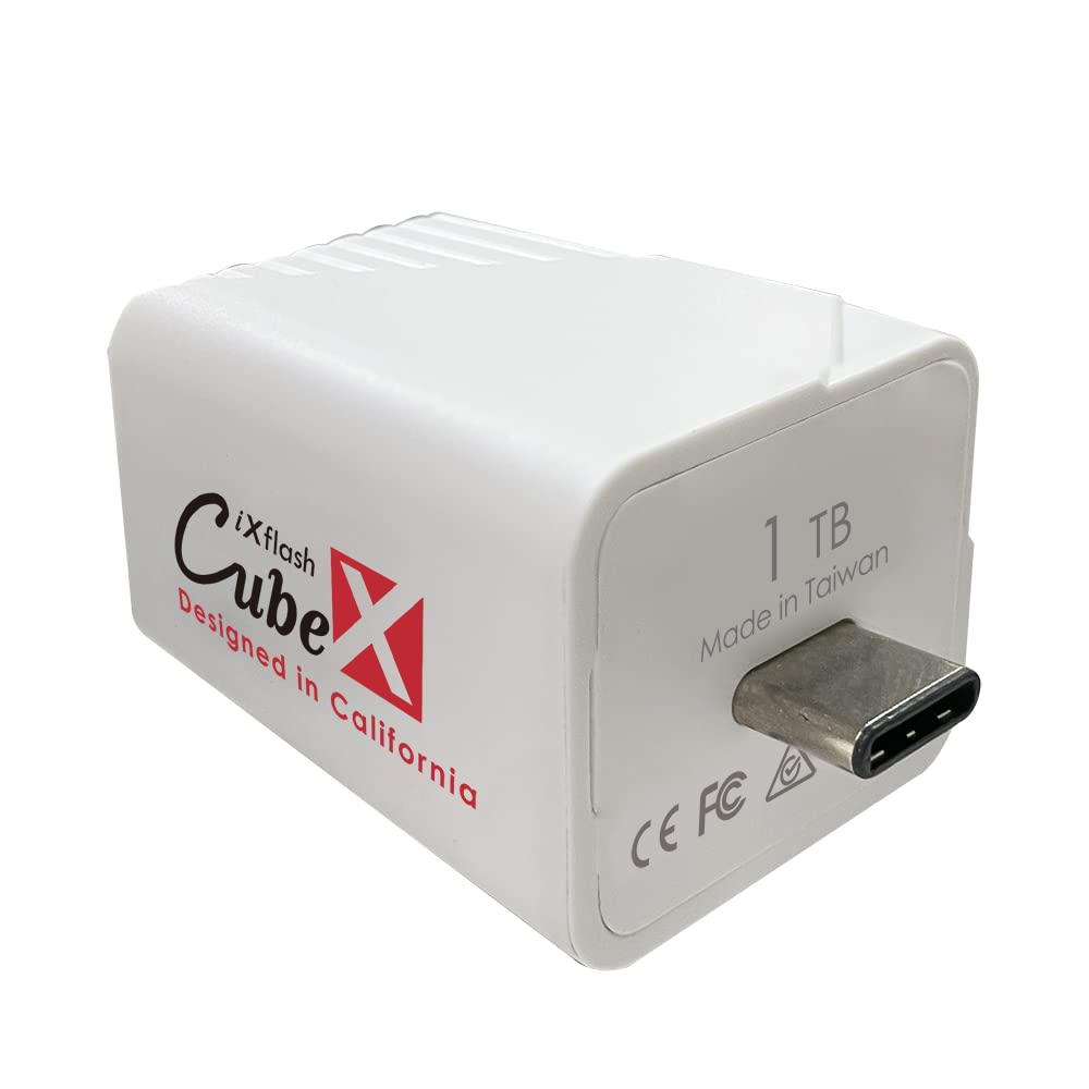 iXflash Cube 1TB MFi Certified USB-C Photo Storage Device - Auto Backup Photos & Videos for iPhone & iPad - Fast Charging & Portable Memory Solution for Travel, Photography & Content Creators