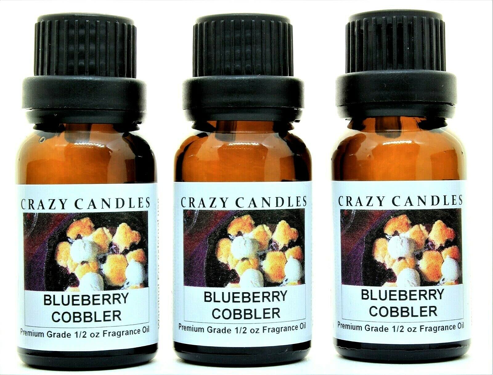 Premium Blueberry Cobbler Scented Fragrance Oil - 3 Pack (1/2 FL Oz/15ml Each) - Perfect for Candles, Diffusers & Home Aromatherapy