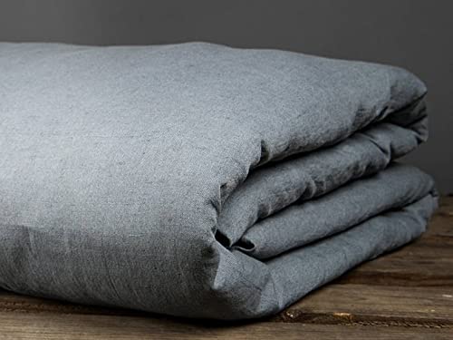 Premium Charcoal Gray Cotton Bedding Set - 3 Piece Washed Cotton Duvet Cover & Pillowcases - Soft Queen Size Bedding Set for Cozy Sleep & Stylish Bedroom Decor