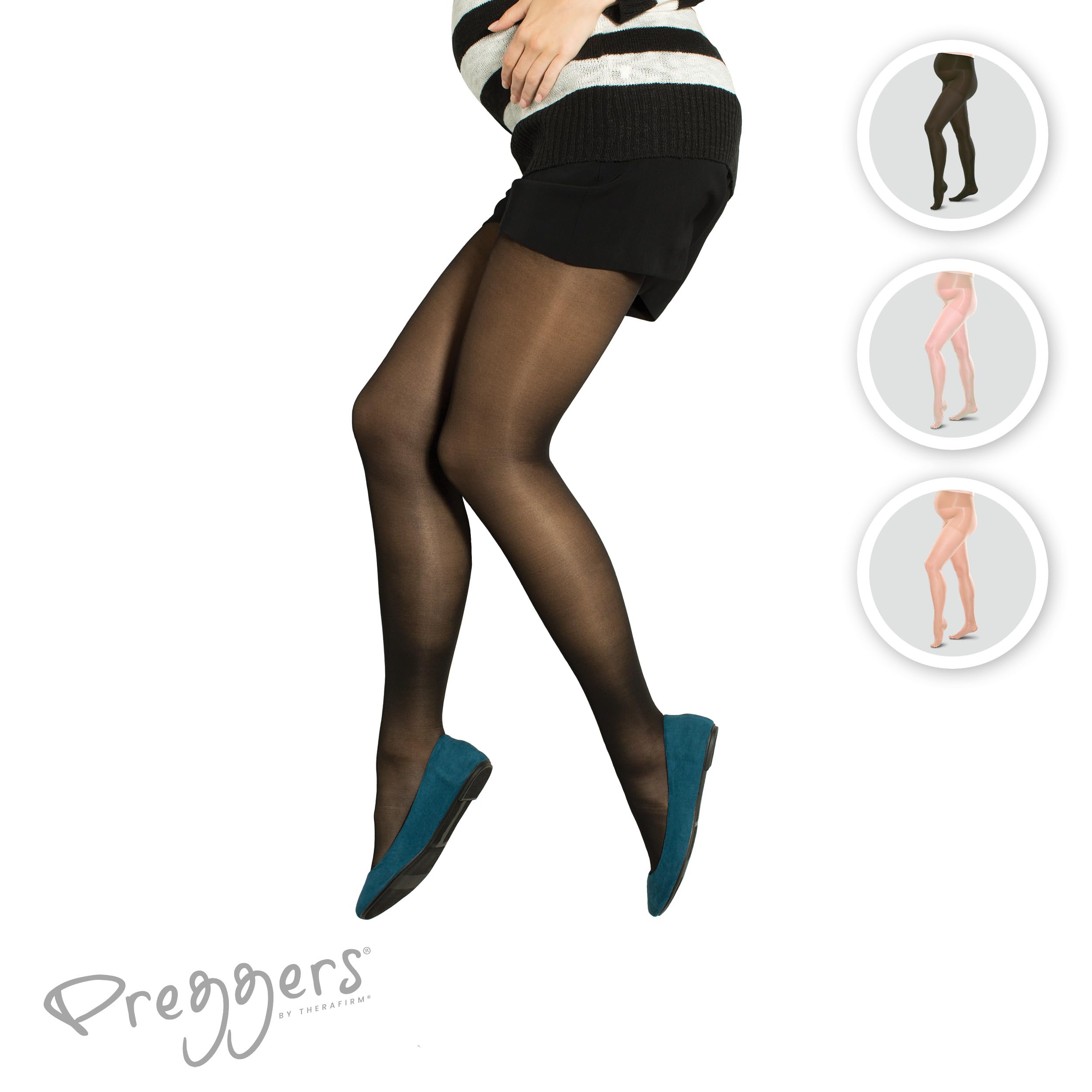 Preggers by Therafirm Maternity Support Sheer Pantyhose - 20-30mmHg Moderate Compression Stockings for Pregnancy Comfort & Leg Circulation - Perfect for Work, Travel & Everyday Wear