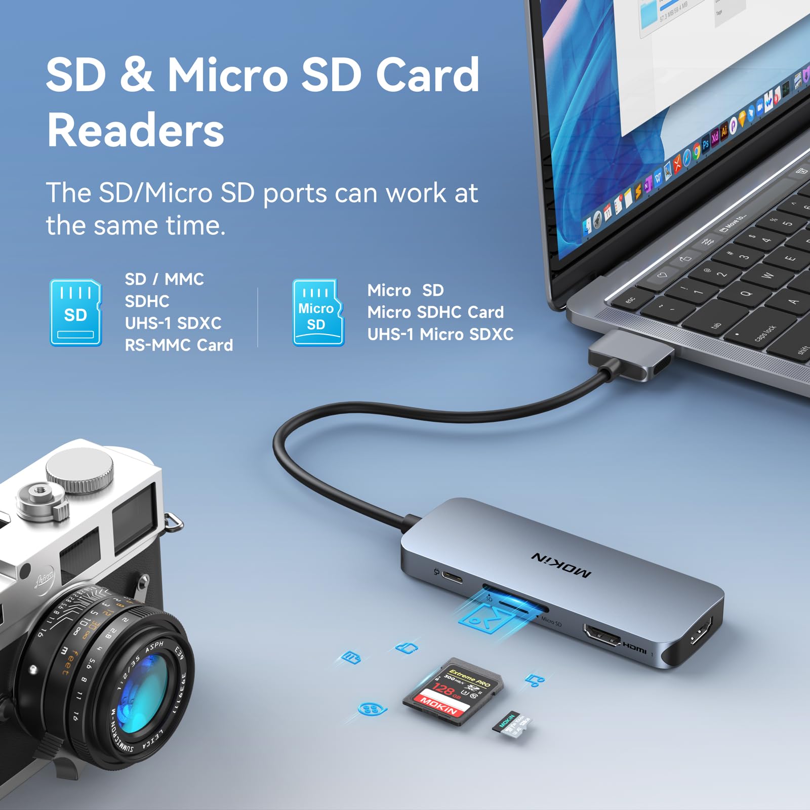 USB C Docking Station for MacBook Pro & Air - Dual HDMI 4K@60Hz, 3 USB 3.0 Ports, SD/TF Card Reader, 100W PD - Perfect for Home Office & Remote Work with Dual Monitor Setup