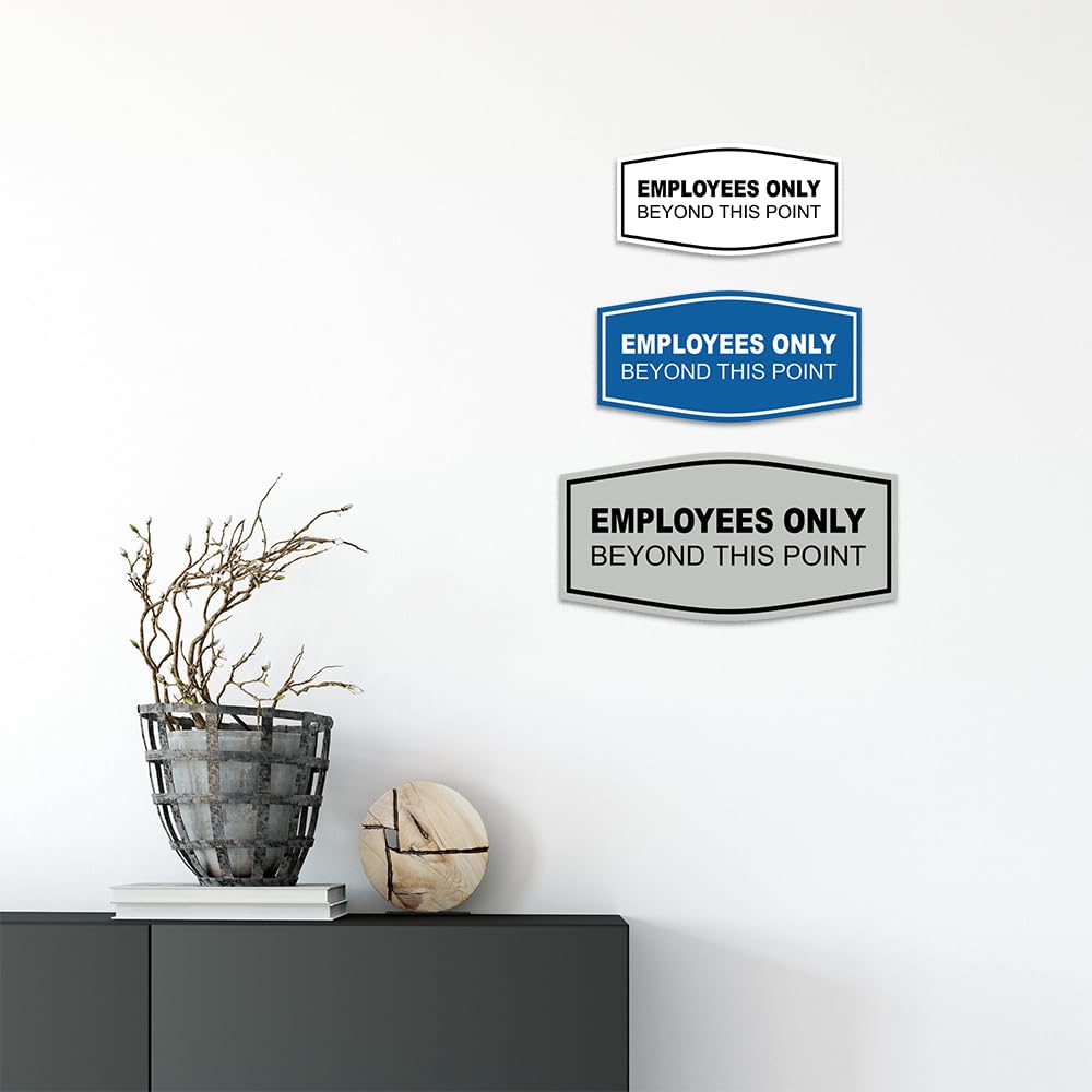 Premium 'Employees Only Beyond This Point' Wall Sign - Easy to Install Business Signage for Offices & Restricted Areas (Ivory/Brown, 1 Pack)
