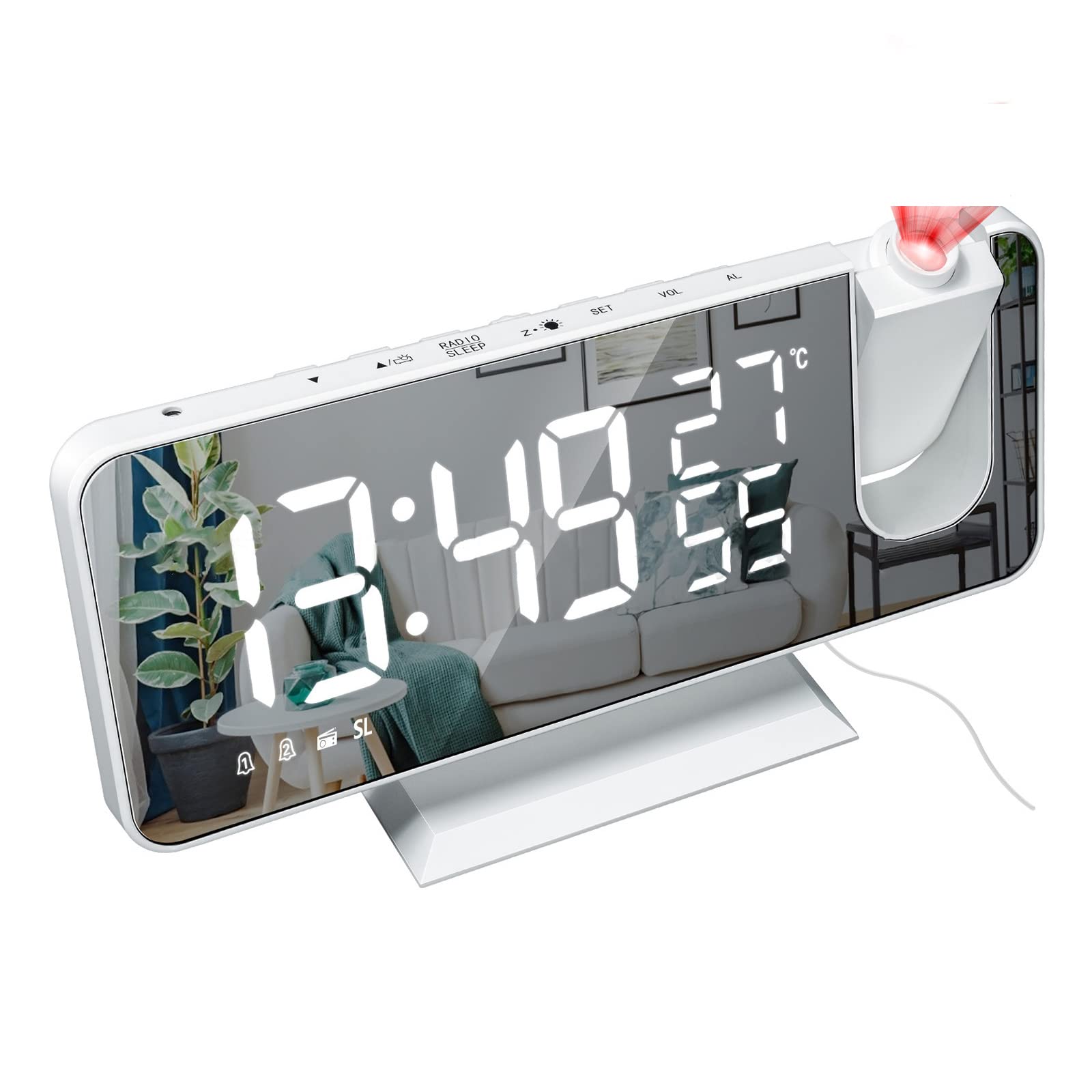 DAJISI Digital Alarm Clock Radio with LED Display, Dimmer & Sleep Timer - Adjustable Brightness Bedside Clock for Bedroom, Office, Kitchen | Wake Up to Music or Alarm, Perfect for Nightstands & Desks