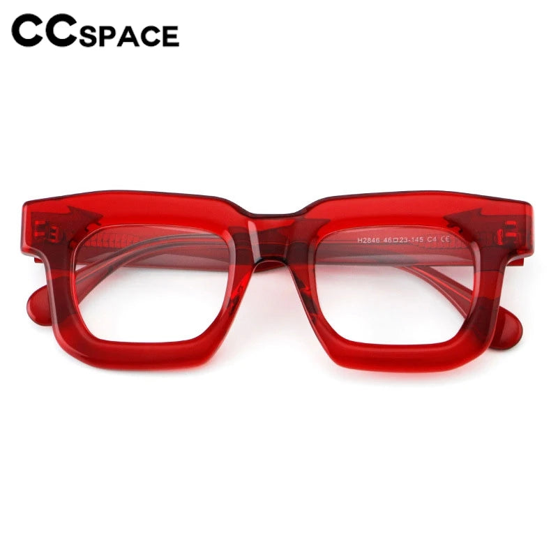CCspace Unisex Full Rim Square Thick Acetate Eyeglasses Frame 301902 - Stylish & Durable for Work, Reading & Fashion
