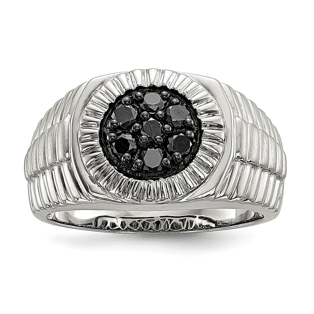 925 Sterling Silver Men's Black Diamond Ring - Elegant Fine Jewelry for Men, Gifts for Husband, Boyfriend & Dad | Perfect for Weddings, Anniversaries & Special Occasions
