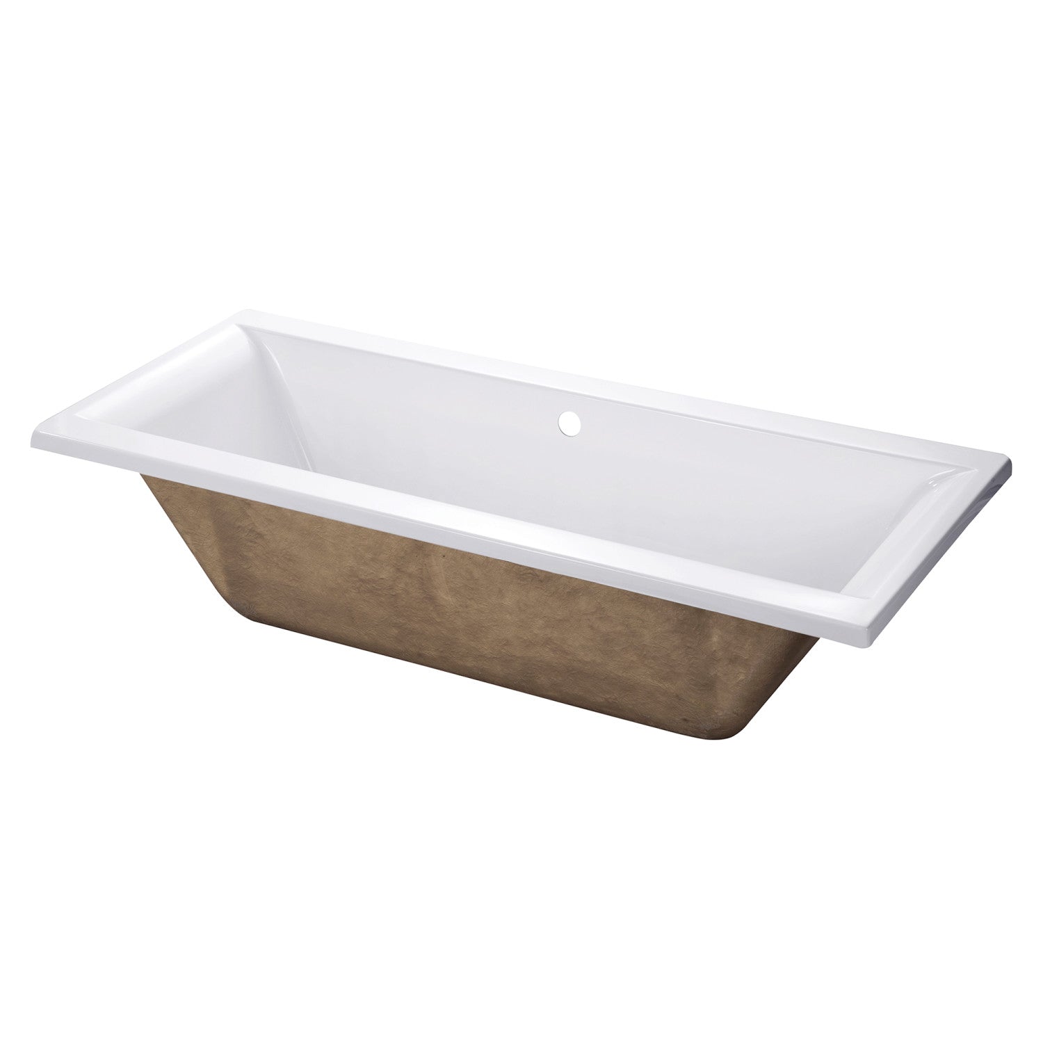 Aqua Eden 67-Inch Acrylic Rectangular Drop-In Bathtub with Center Drain - Glossy White Freestanding Soaking Tub for Modern Bathroom Renovation & Spa Relaxation