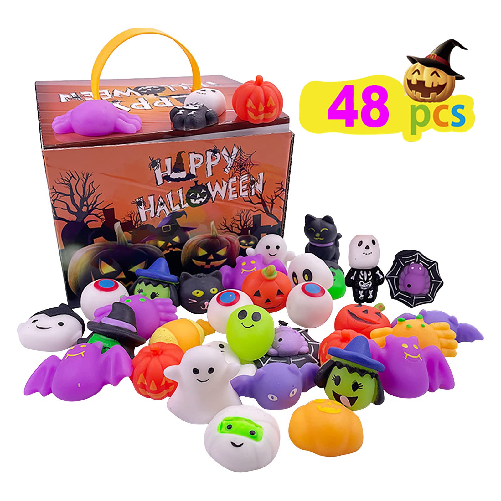 48 Pcs Halloween Party Favors for Kids - TRP Silicone Squeeze Toys Set, Trick or Treat Goodie Bags, Halloween Christmas Birthday Gifts for Boys & Girls - Perfect for Classroom Rewards, Party Giveaways & Holiday Stocking Stuffers