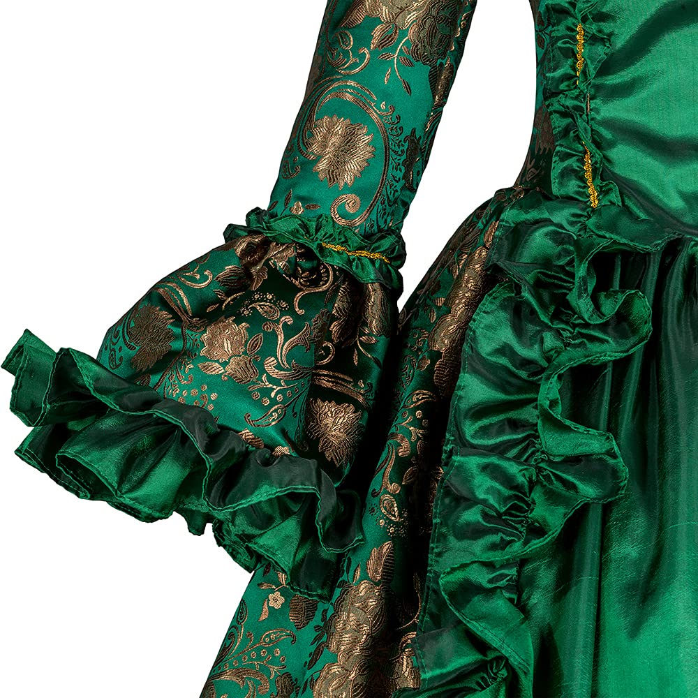 **Victorian Floral Brocade Ball Gown – Renaissance Colonial Tea Dress for Prom, Theater & Reenactment – Elegant Antique Costume for Historical Events & Themed Parties**