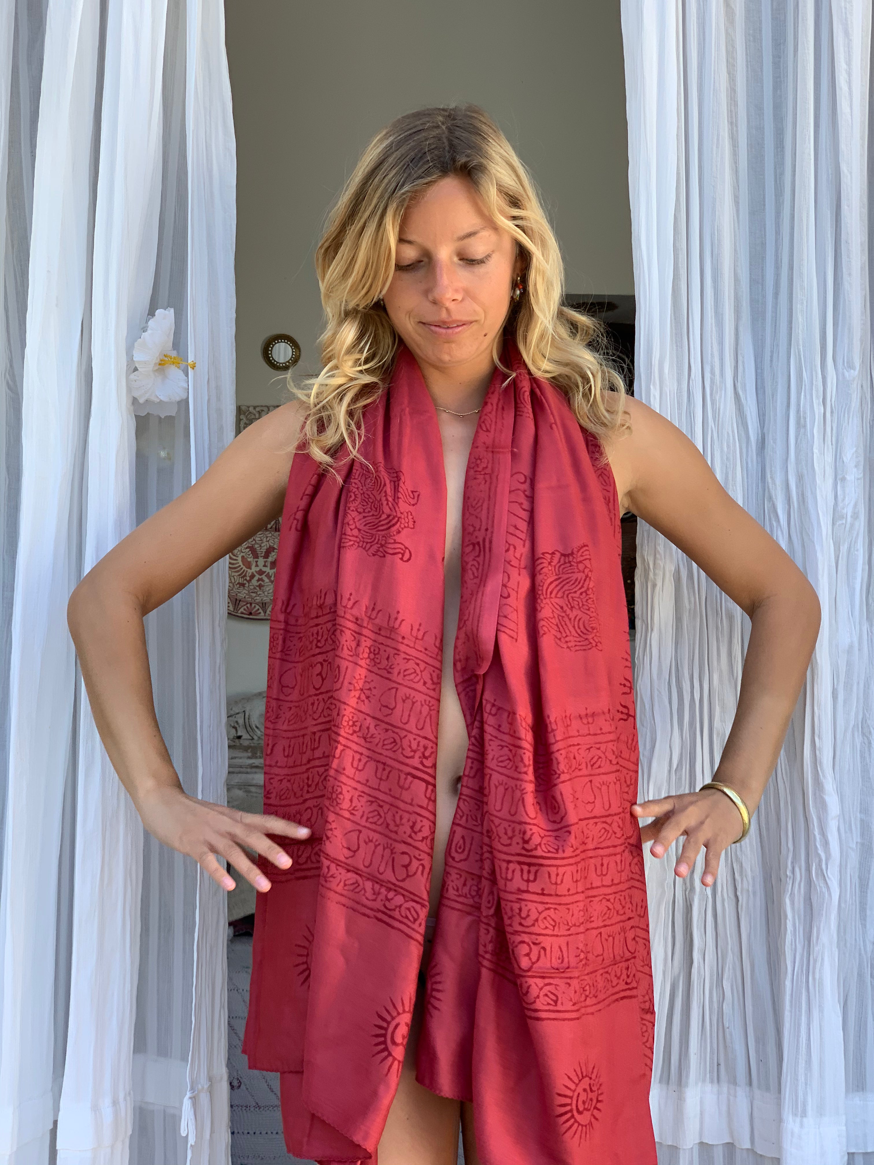 Large Size Om Print Sarong Pareo Shawl - Perfect for Beach, Pool, and Summer Outfits